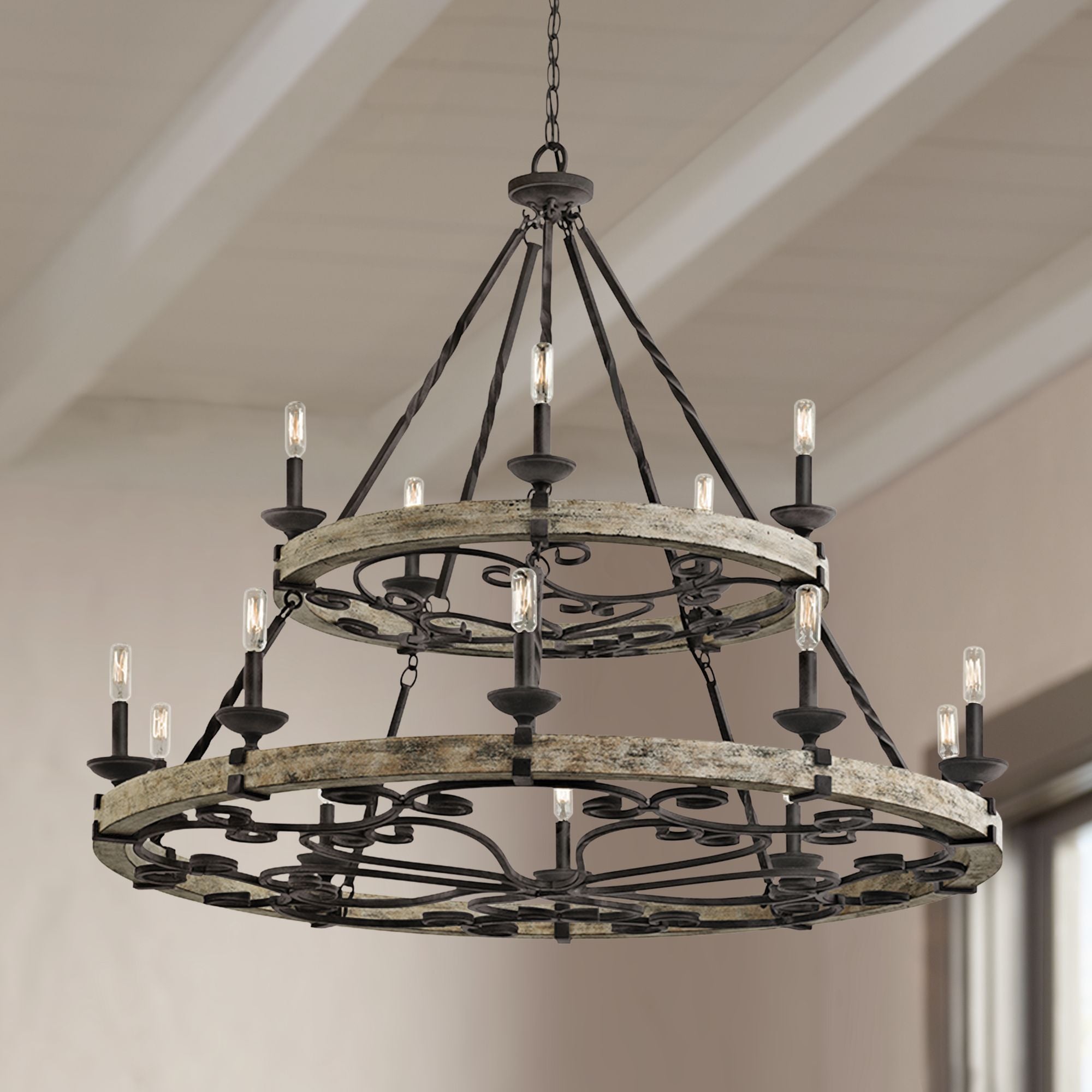 Evtalen Vintage Industrial Wooden Chandelier - Letslighting