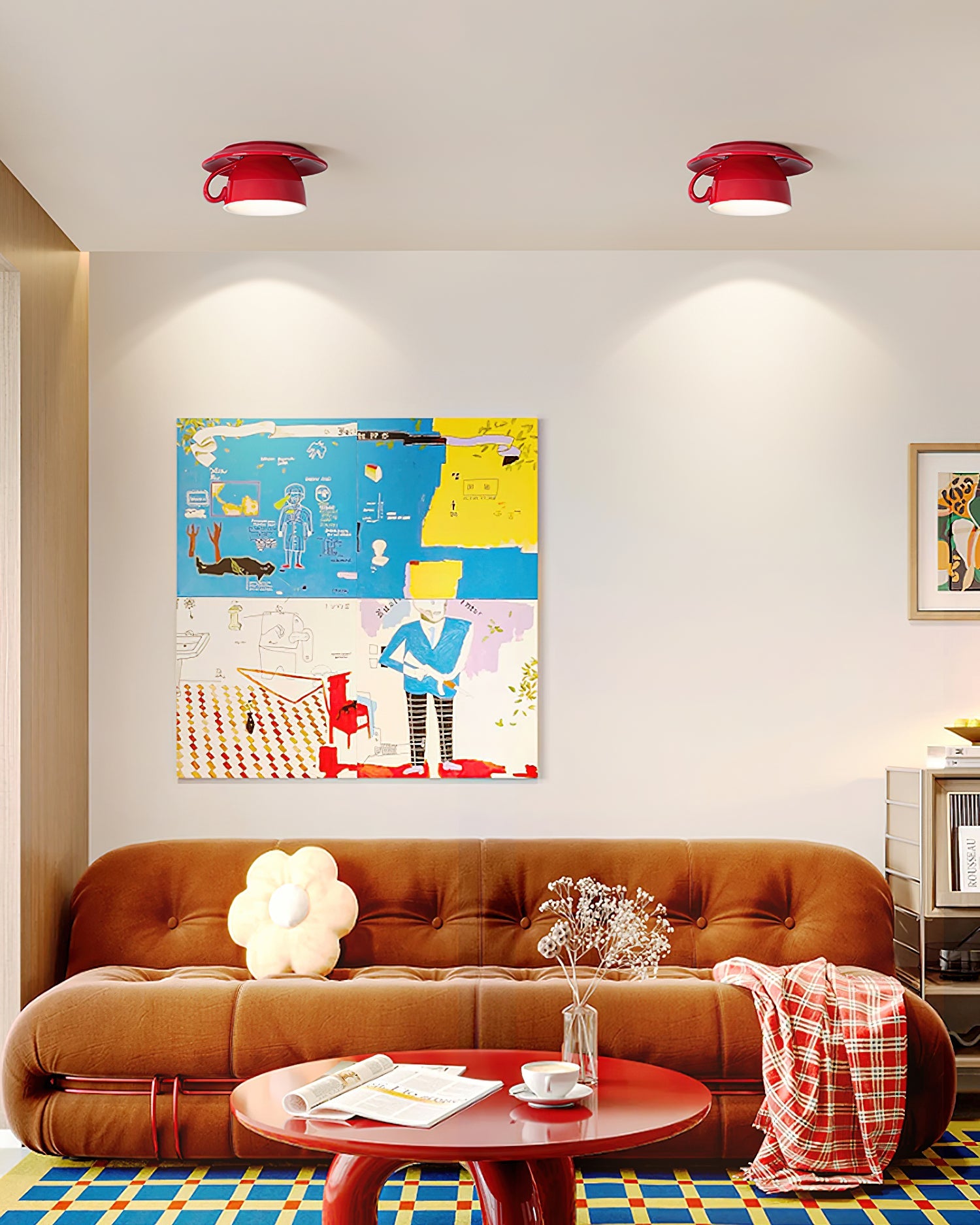 Teacup Ceiling Lamp Red Ceramics - Letslighting