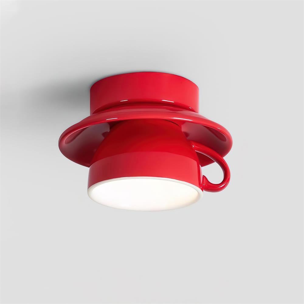 Teacup Ceiling Lamp Red Ceramics - Letslighting