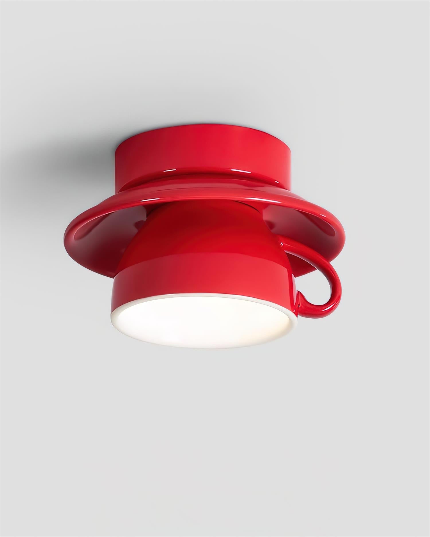 Teacup Ceiling Lamp Red Ceramics - Letslighting
