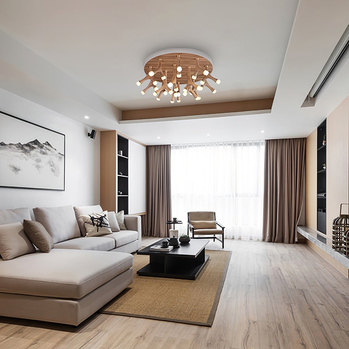 Vilorion Nature-Inspired Wood Ceiling Light - Letslighting