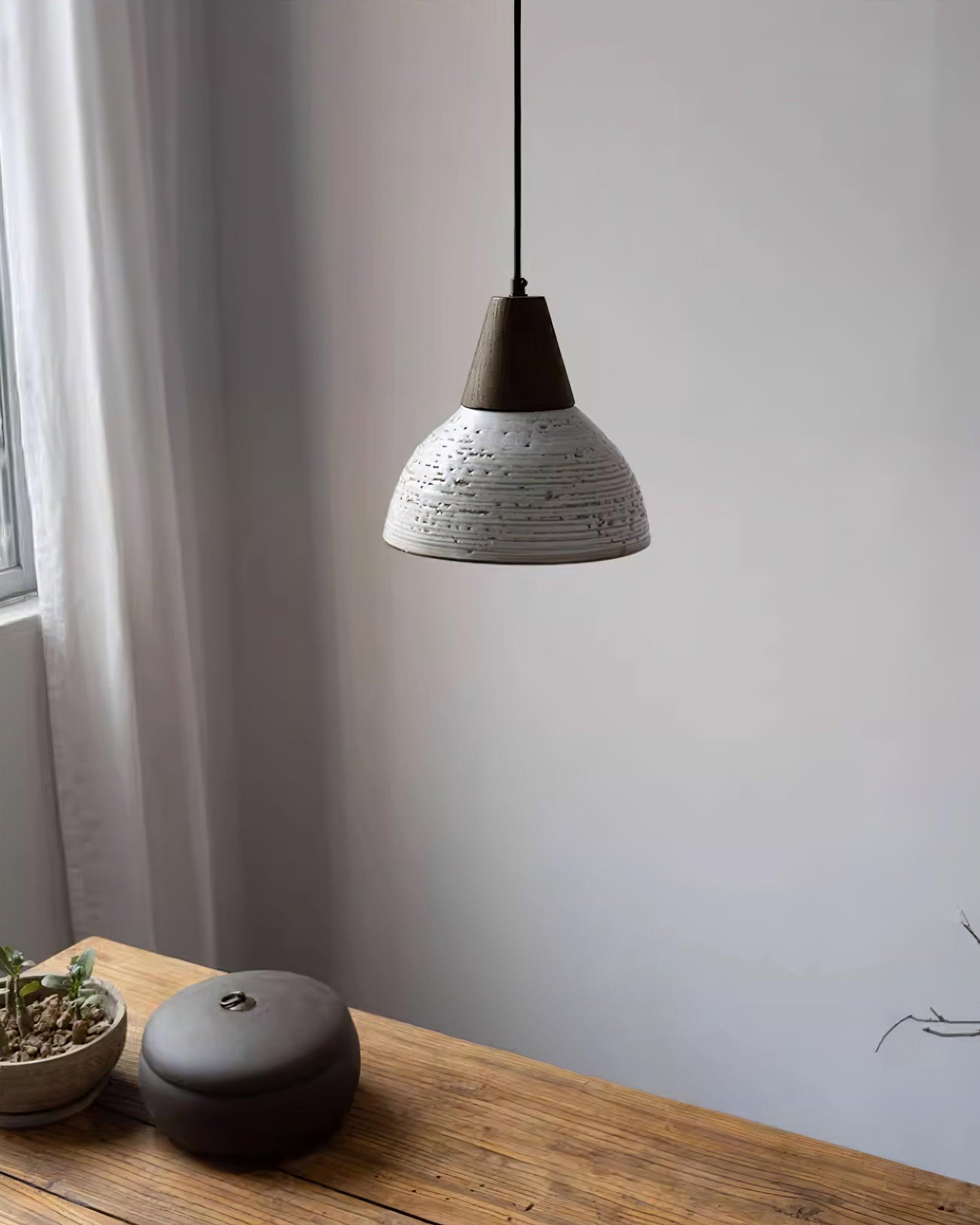 Tera Pendant Lamp Ceramic Wood Minimalist - Letslighting