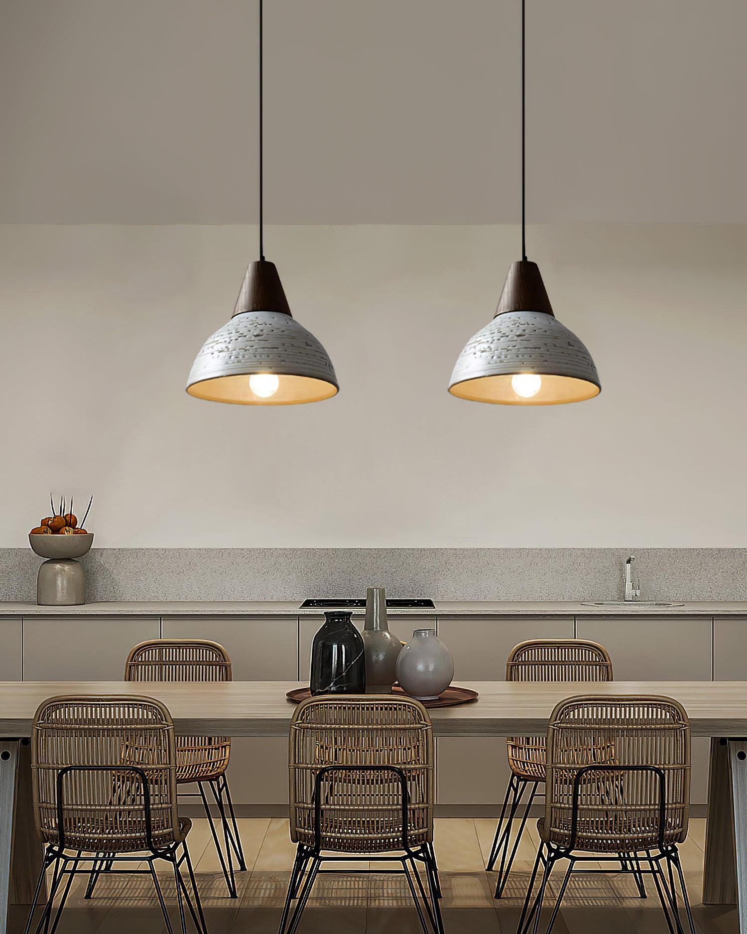 Tera Pendant Lamp Ceramic Wood Minimalist - Letslighting
