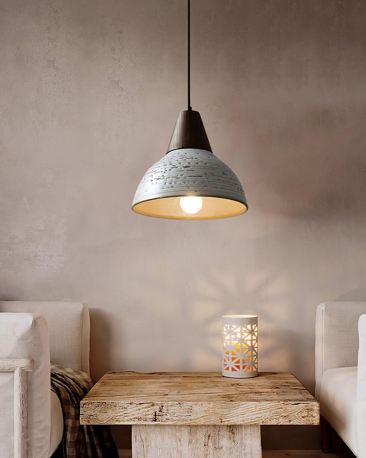 Tera Pendant Lamp Ceramic Wood Minimalist - Letslighting