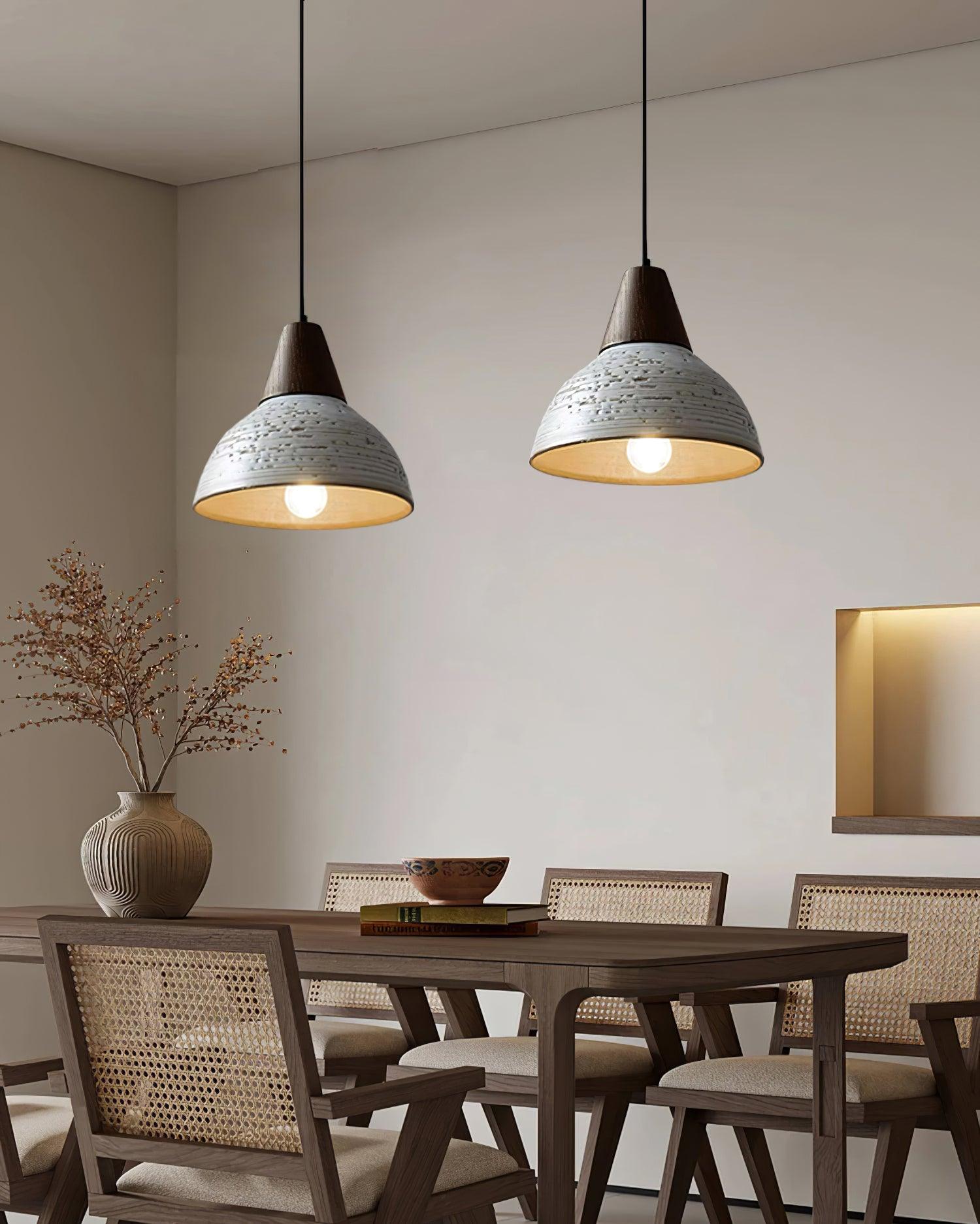 Tera Pendant Lamp Ceramic Wood Minimalist - Letslighting