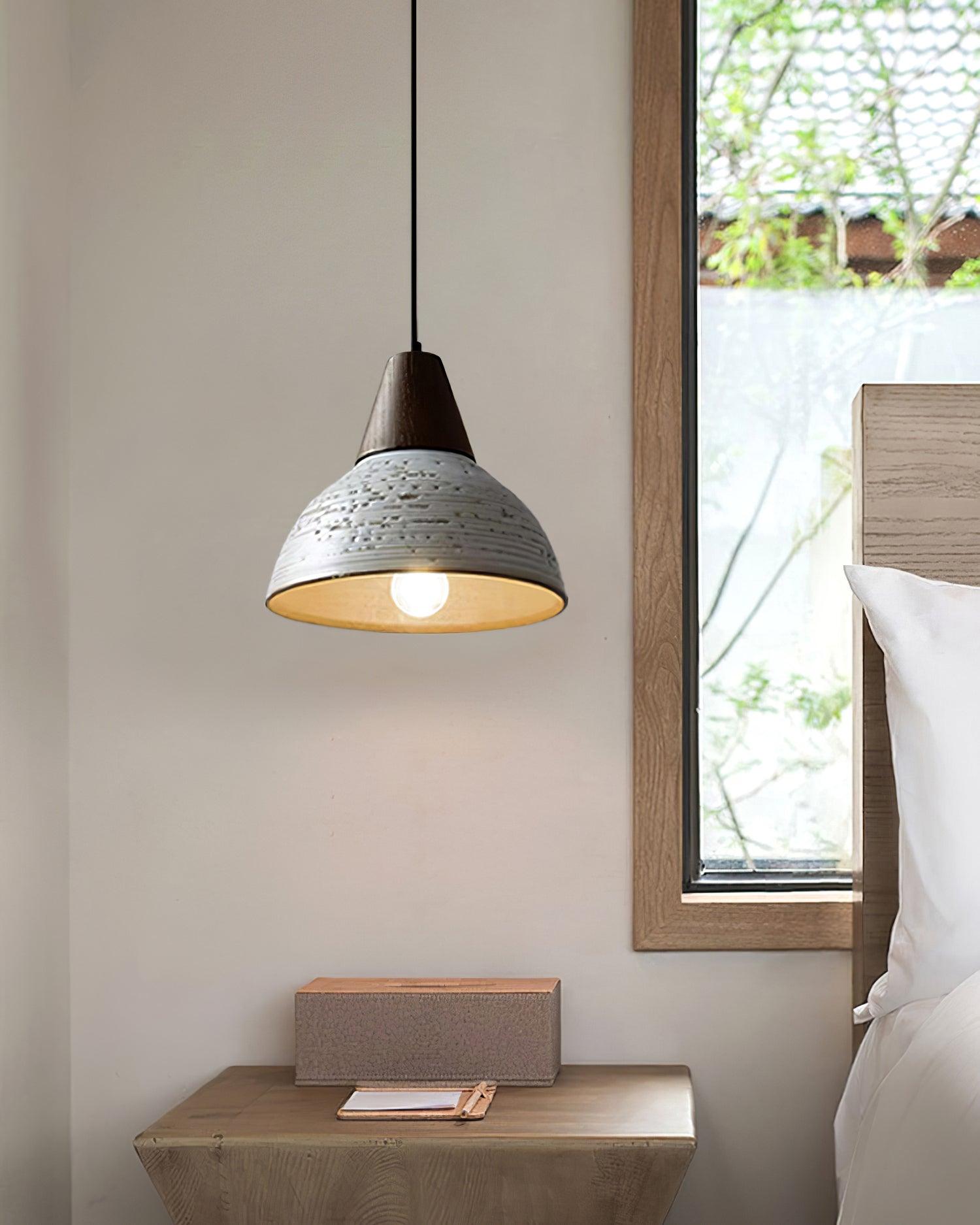Tera Pendant Lamp Ceramic Wood Minimalist - Letslighting