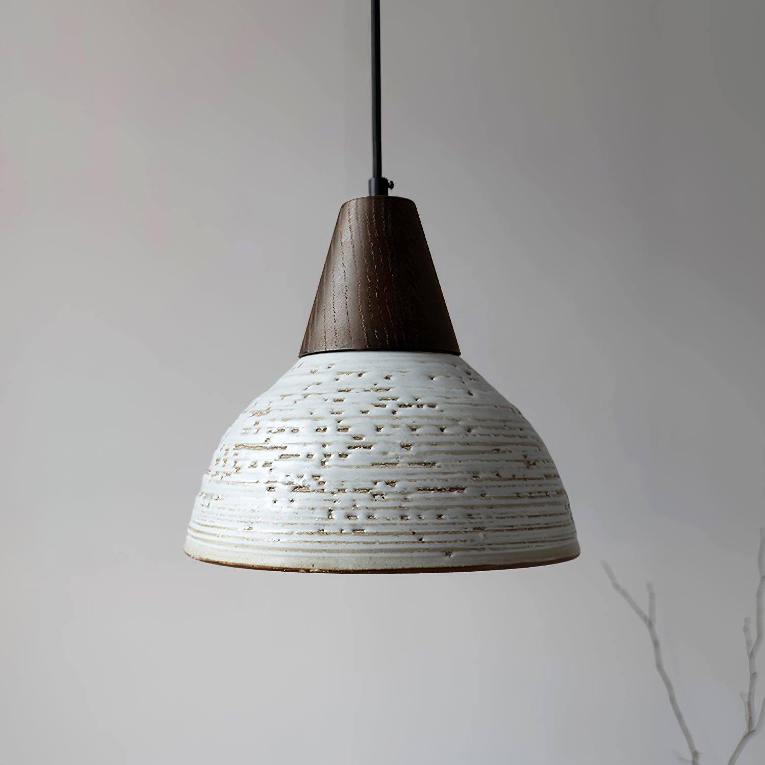 Tera Pendant Lamp Ceramic Wood Minimalist - Letslighting