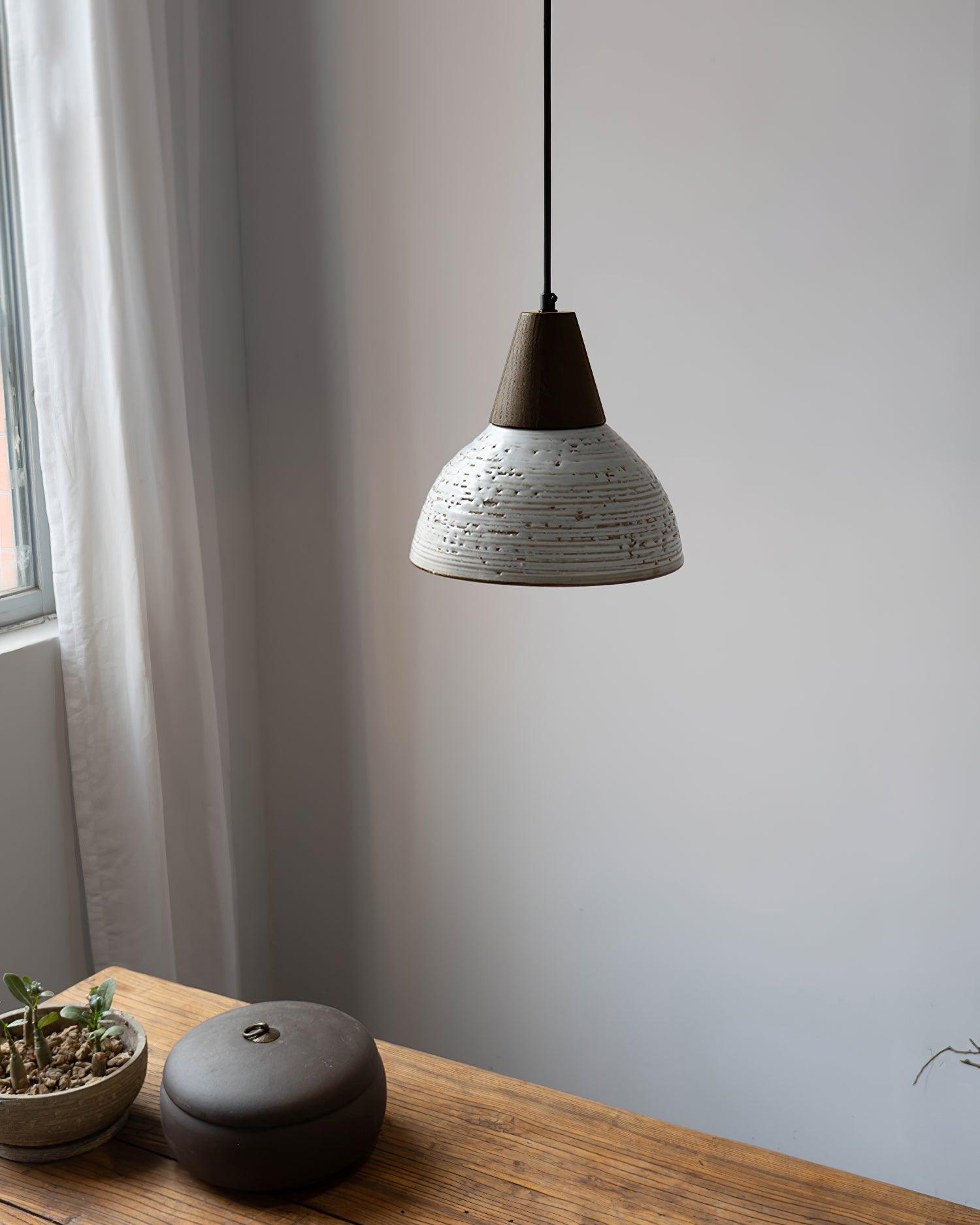 Tera Pendant Lamp Ceramic Wood Minimalist - Letslighting