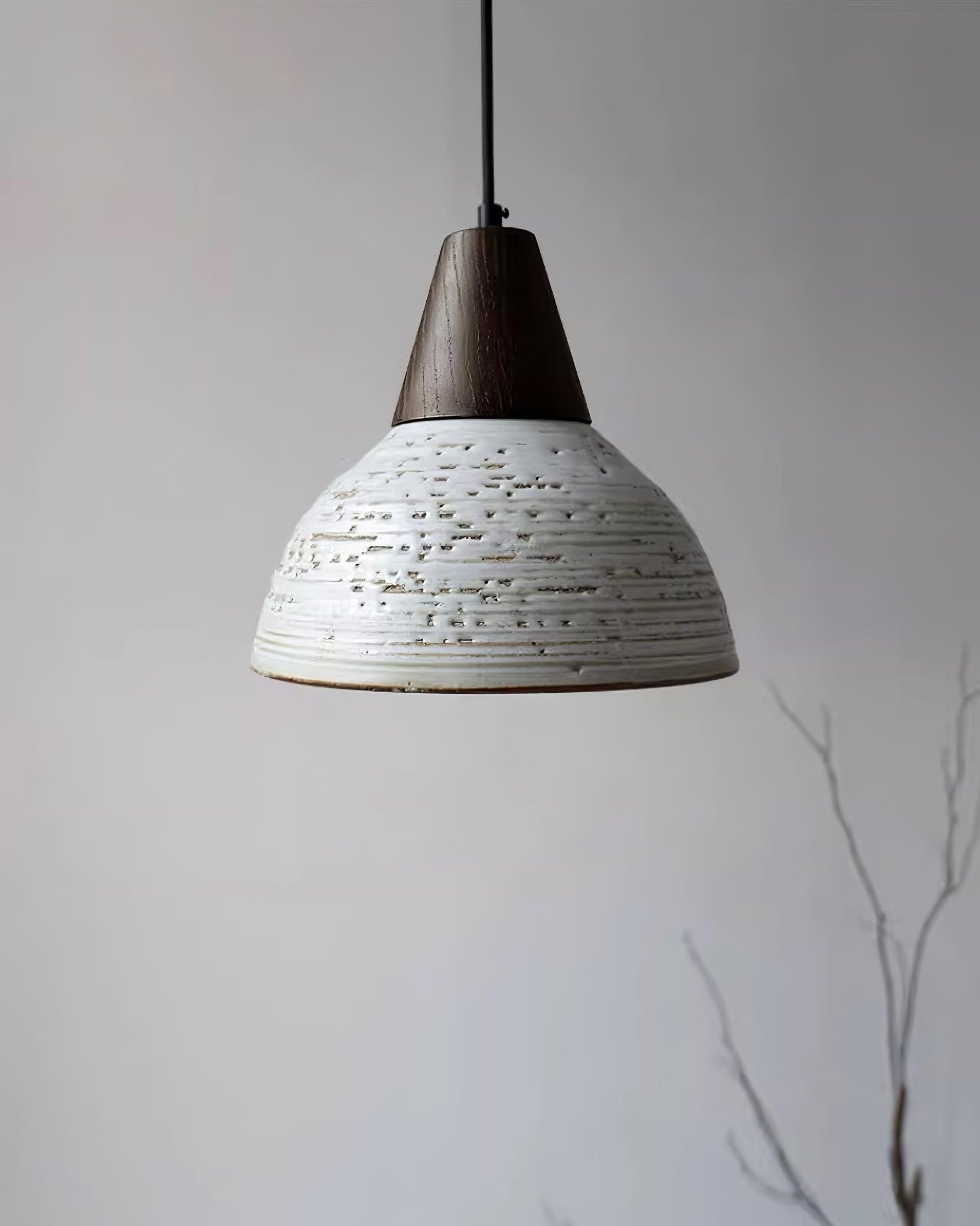 Tera Pendant Lamp Ceramic Wood Minimalist - Letslighting