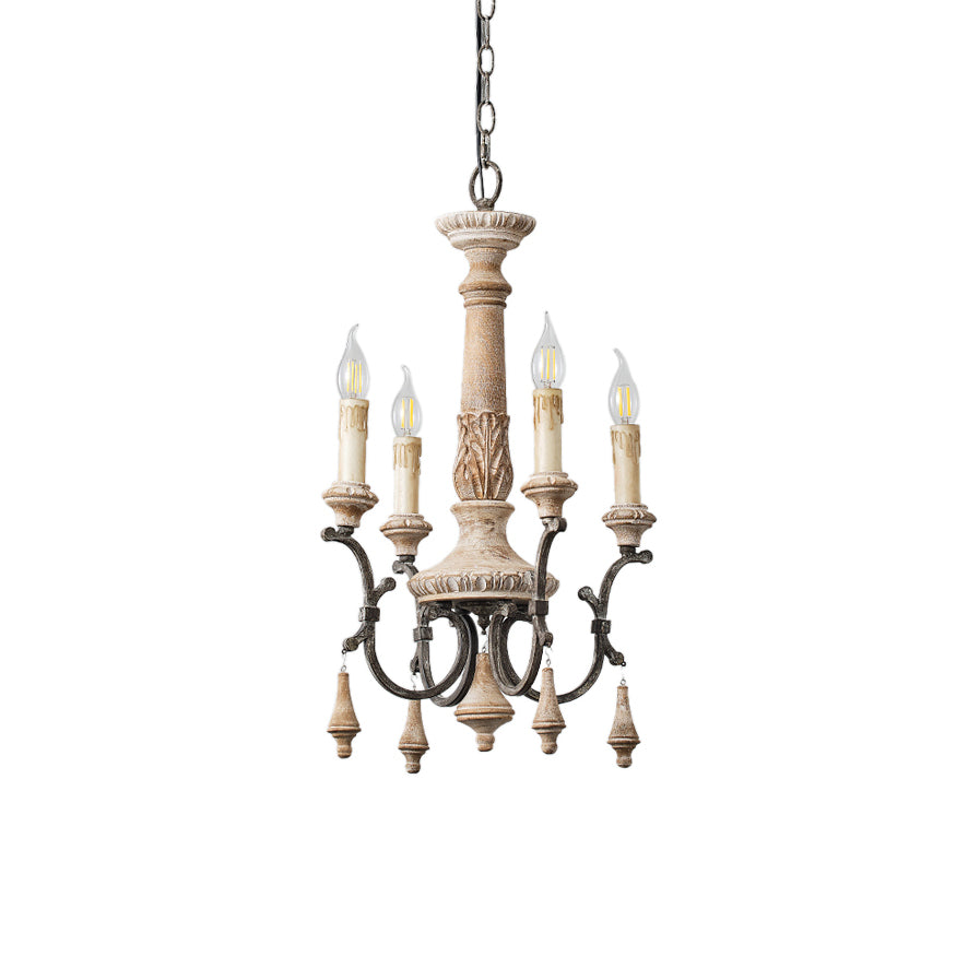 Myphaor Vintage Industrial Hand-carved Wood Chandelier - Letslighting