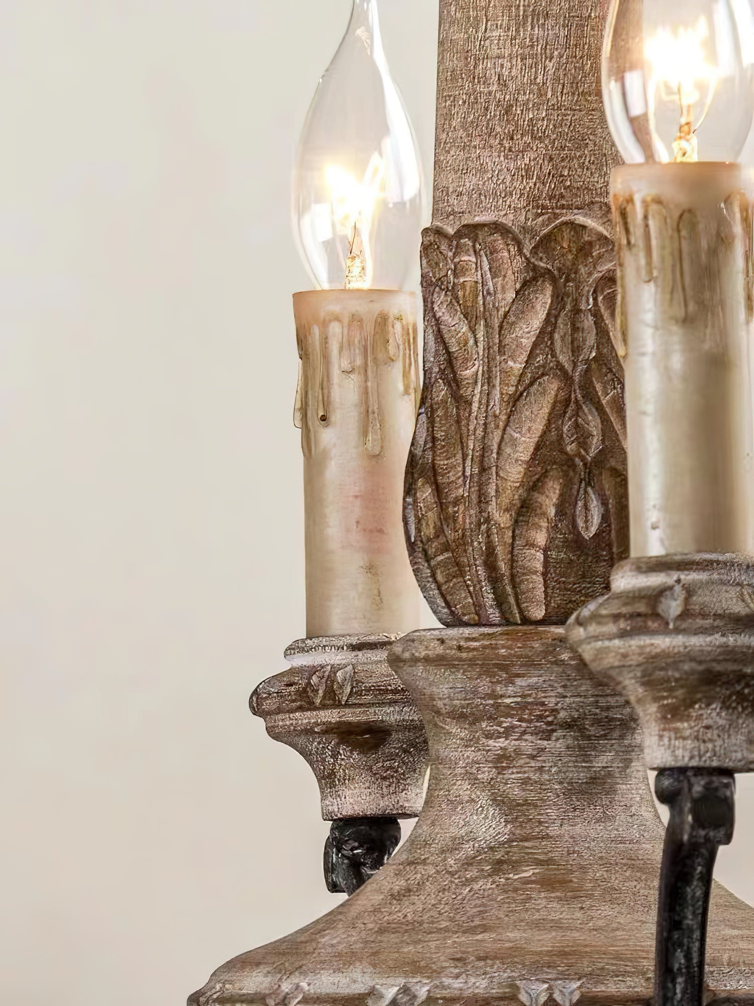 Myphaor Vintage Industrial Hand-carved Wood Chandelier - Letslighting