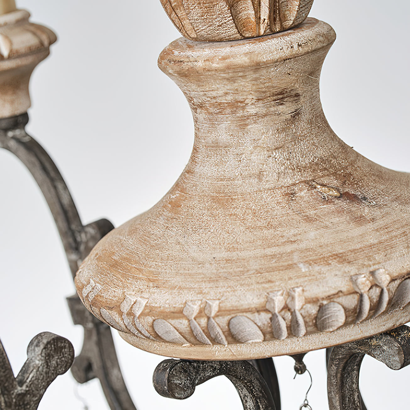 Myphaor Vintage Industrial Hand-carved Wood Chandelier - Letslighting