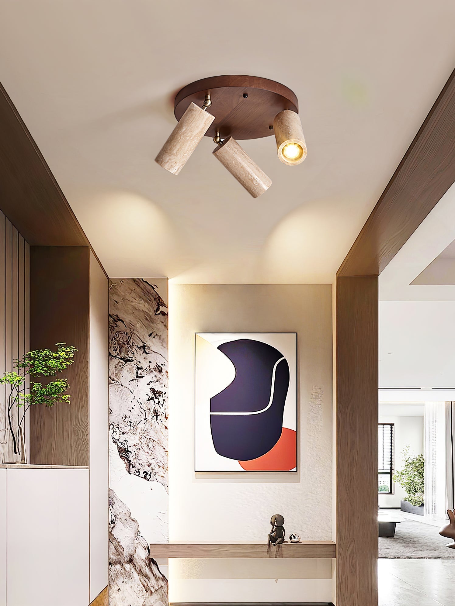 Zevenion Multi-Arm Travertine Ceiling Light - Letslighting