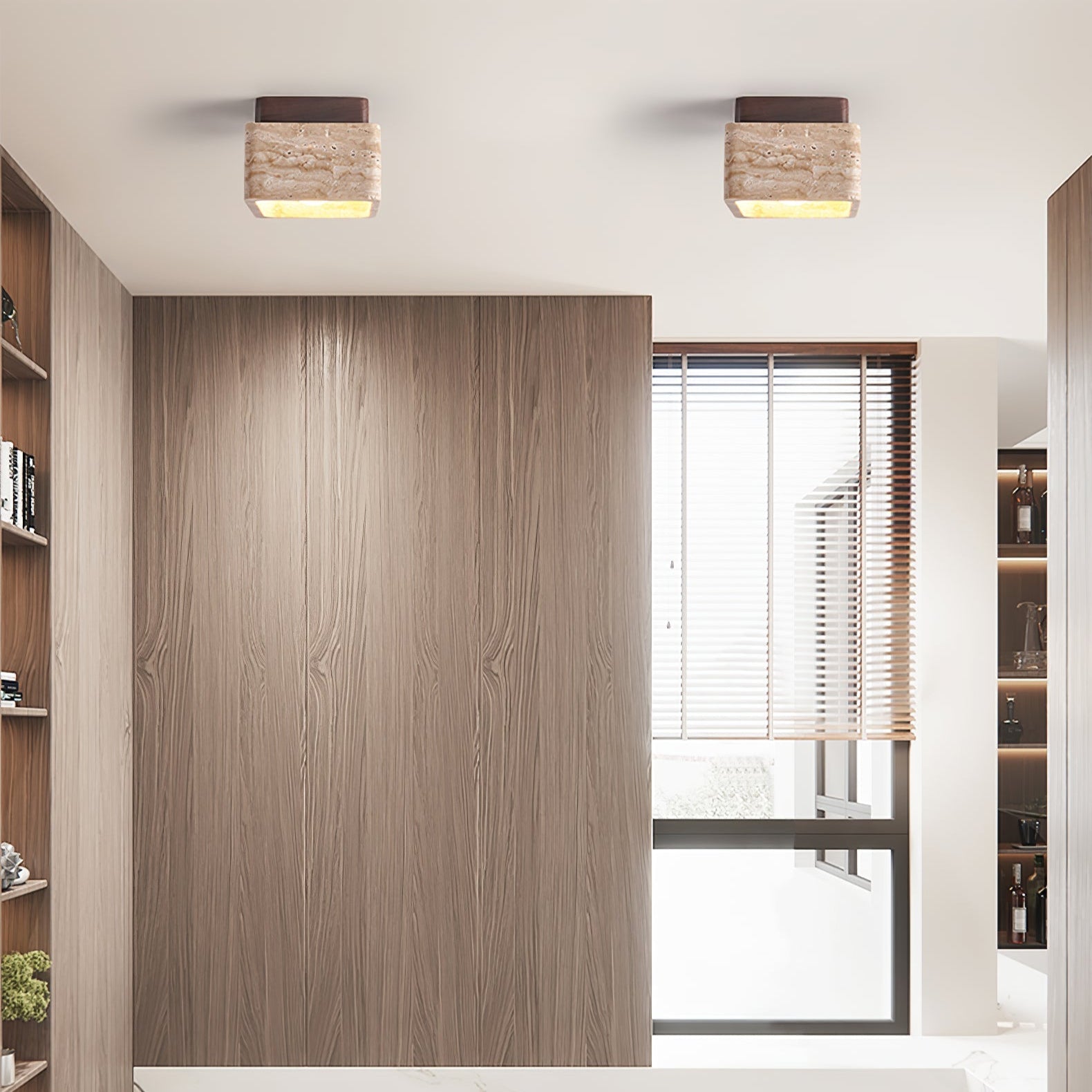 Alaearis Textured Travertine Ceiling Light - Letslighting