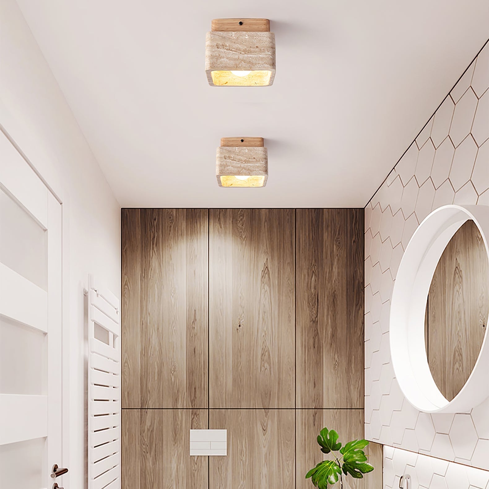 Alaearis Textured Travertine Ceiling Light - Letslighting