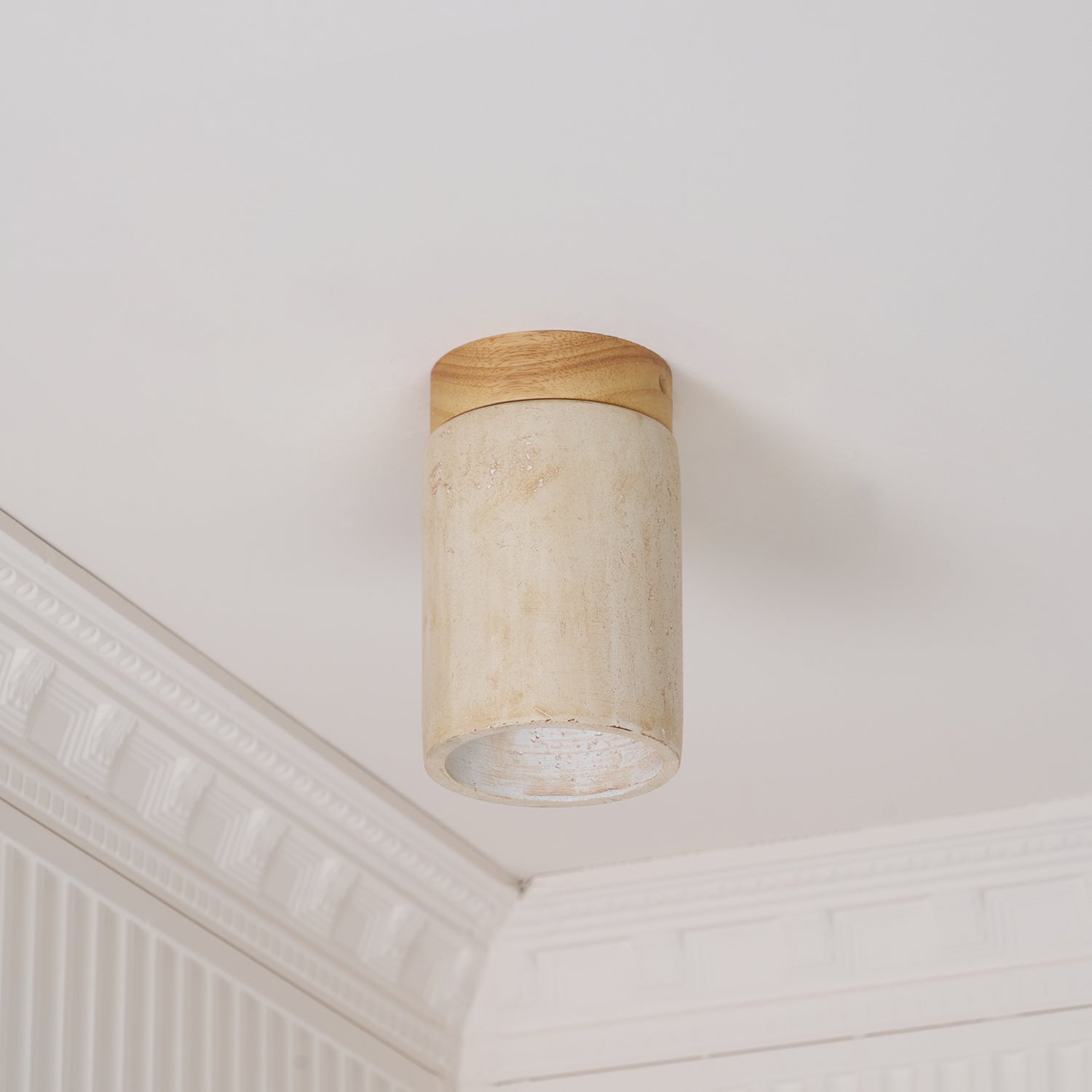 Aurnorira Cylinder Cap Travertine Ceiling Light - Letslighting