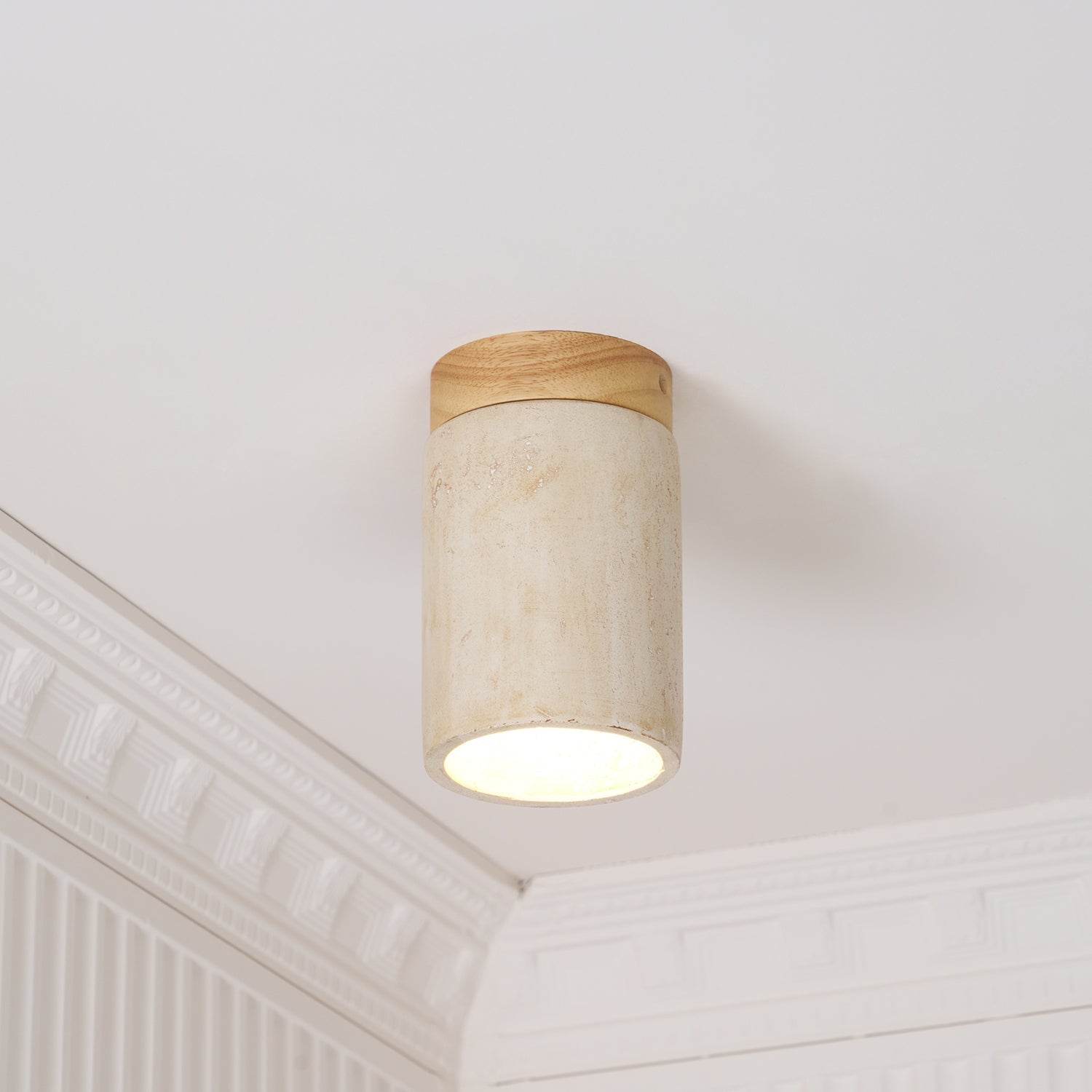 Aurnorira Cylinder Cap Travertine Ceiling Light - Letslighting