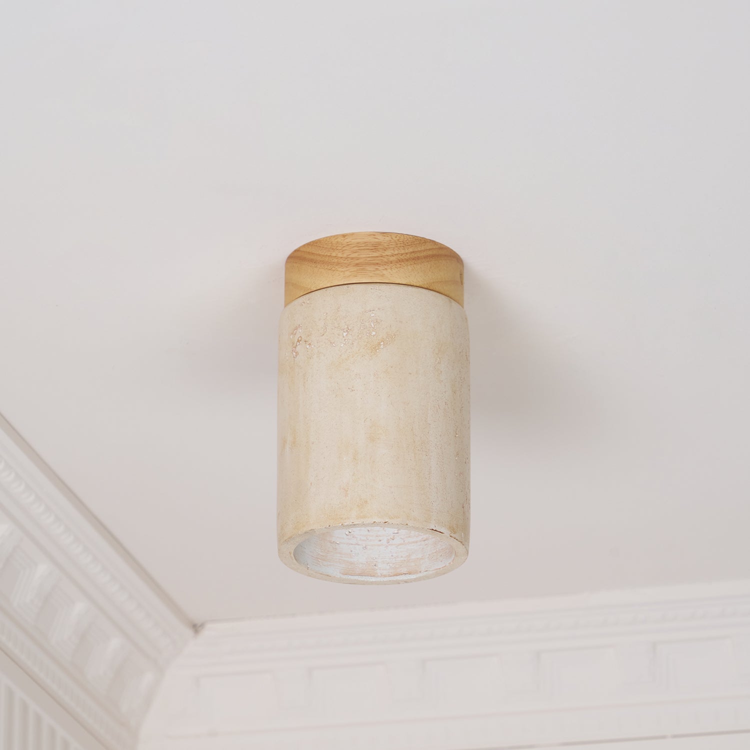 Aurnorira Cylinder Cap Travertine Ceiling Light - Letslighting