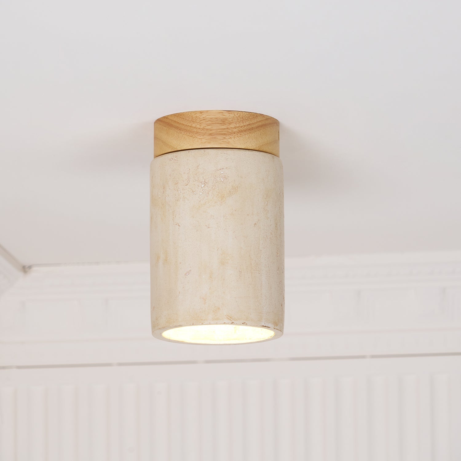 Aurnorira Cylinder Cap Travertine Ceiling Light - Letslighting