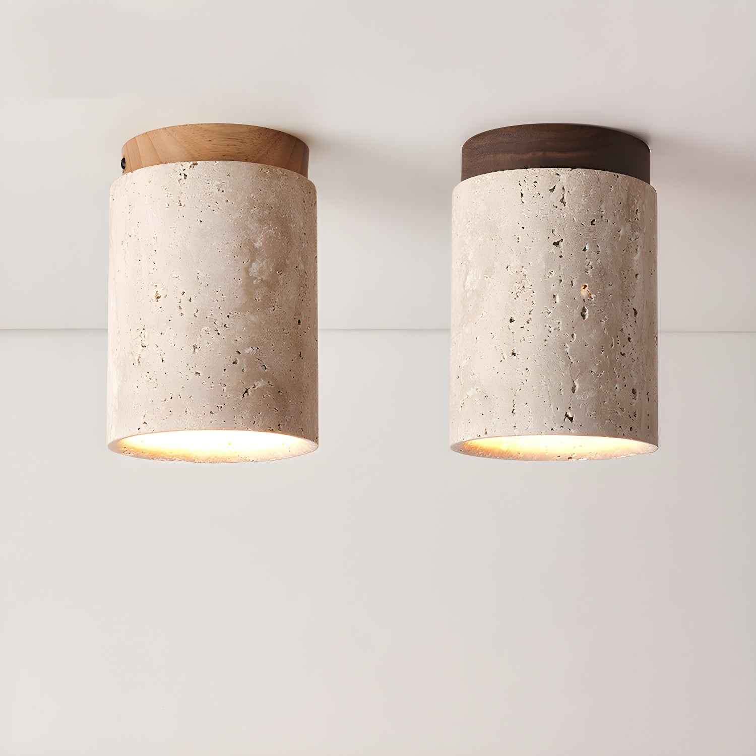 Aurnorira Cylinder Cap Travertine Ceiling Light - Letslighting