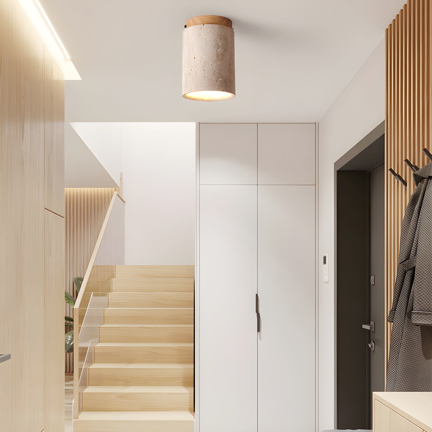 Aurnorira Cylinder Cap Travertine Ceiling Light - Letslighting