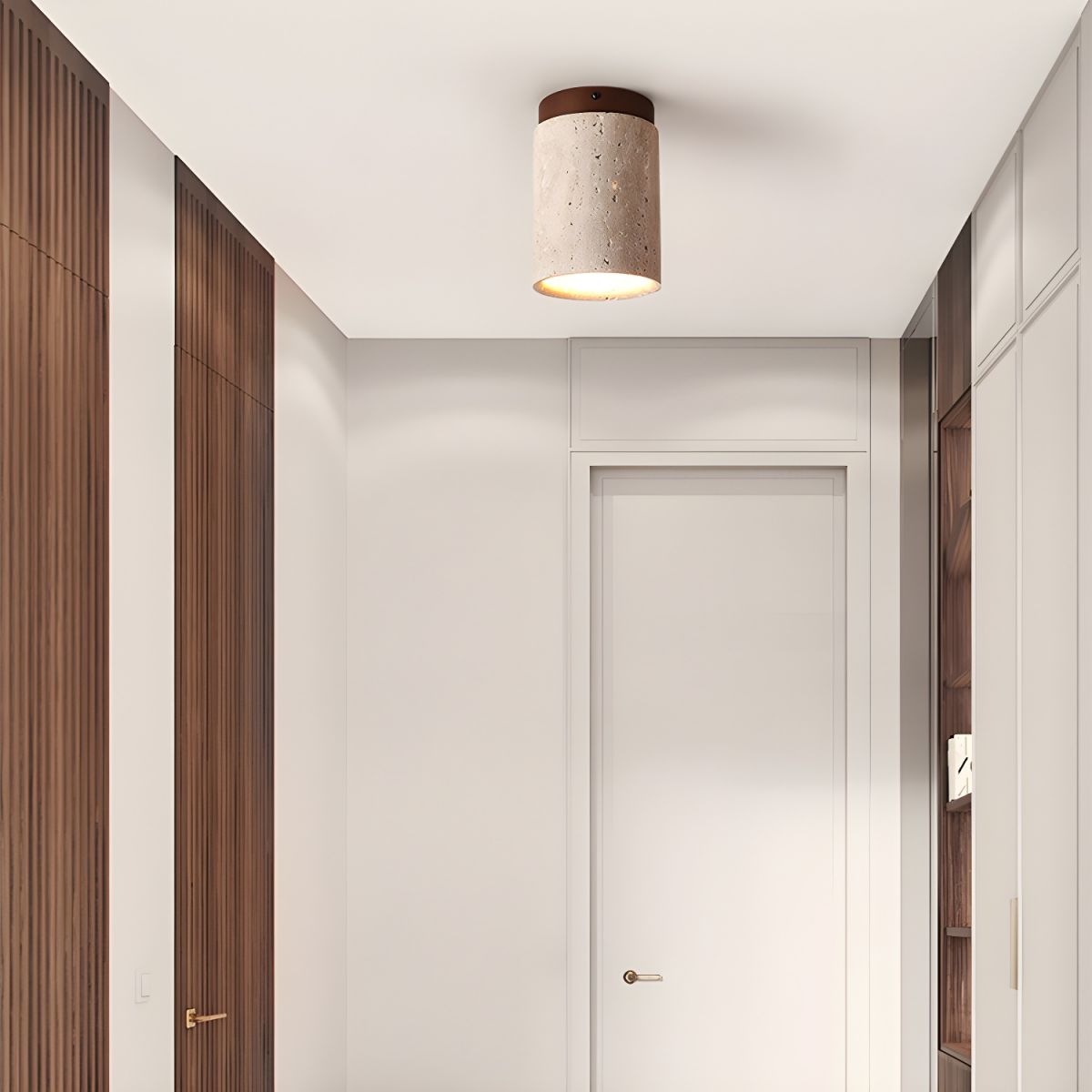 Aurnorira Cylinder Cap Travertine Ceiling Light - Letslighting