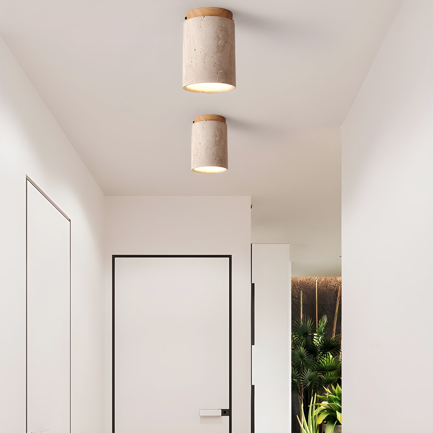 Aurnorira Cylinder Cap Travertine Ceiling Light - Letslighting