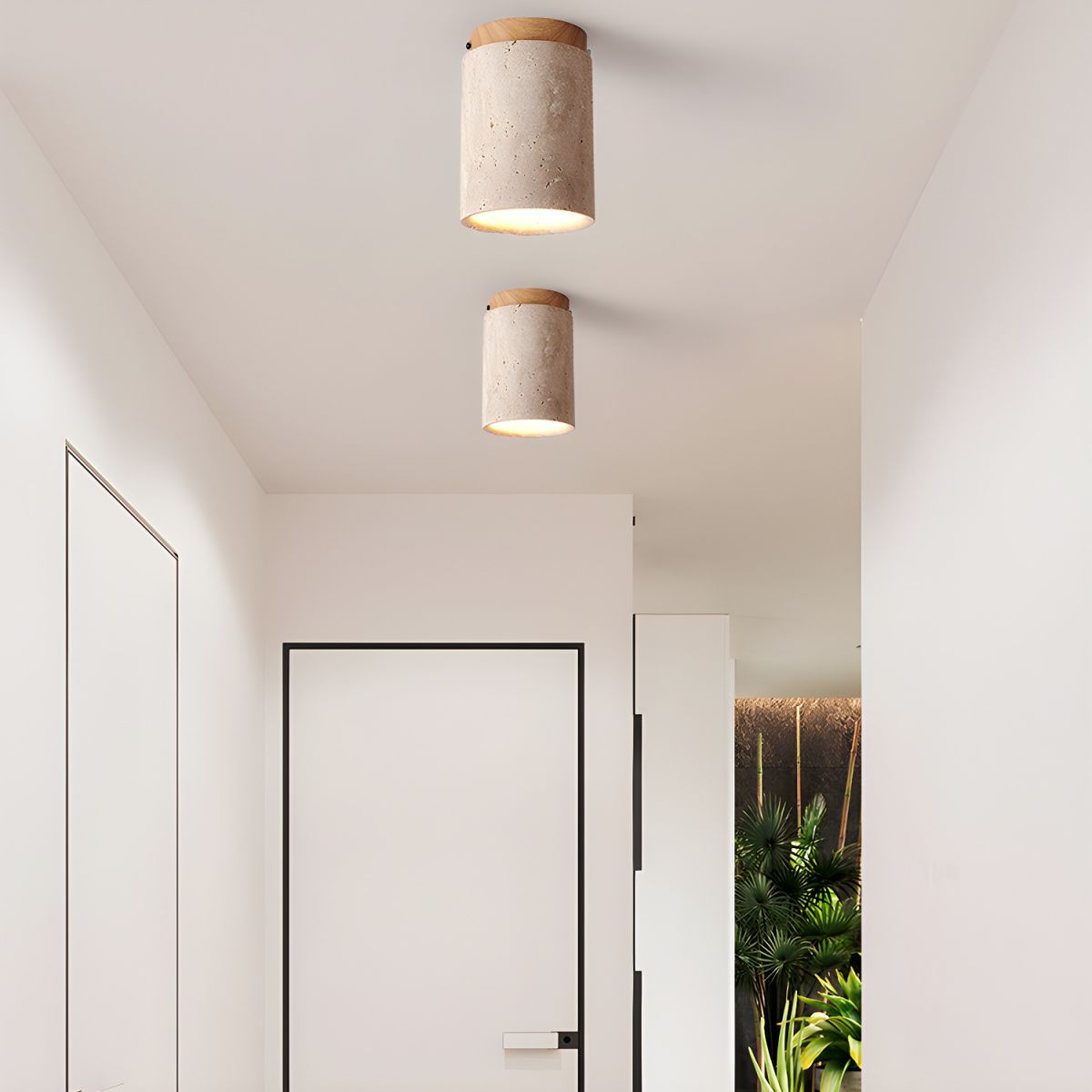 Aurnorira Cylinder Cap Travertine Ceiling Light - Letslighting