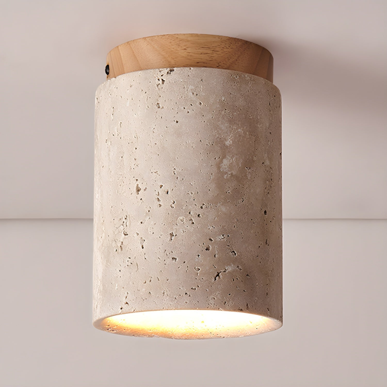 Aurnorira Cylinder Cap Travertine Ceiling Light - Letslighting