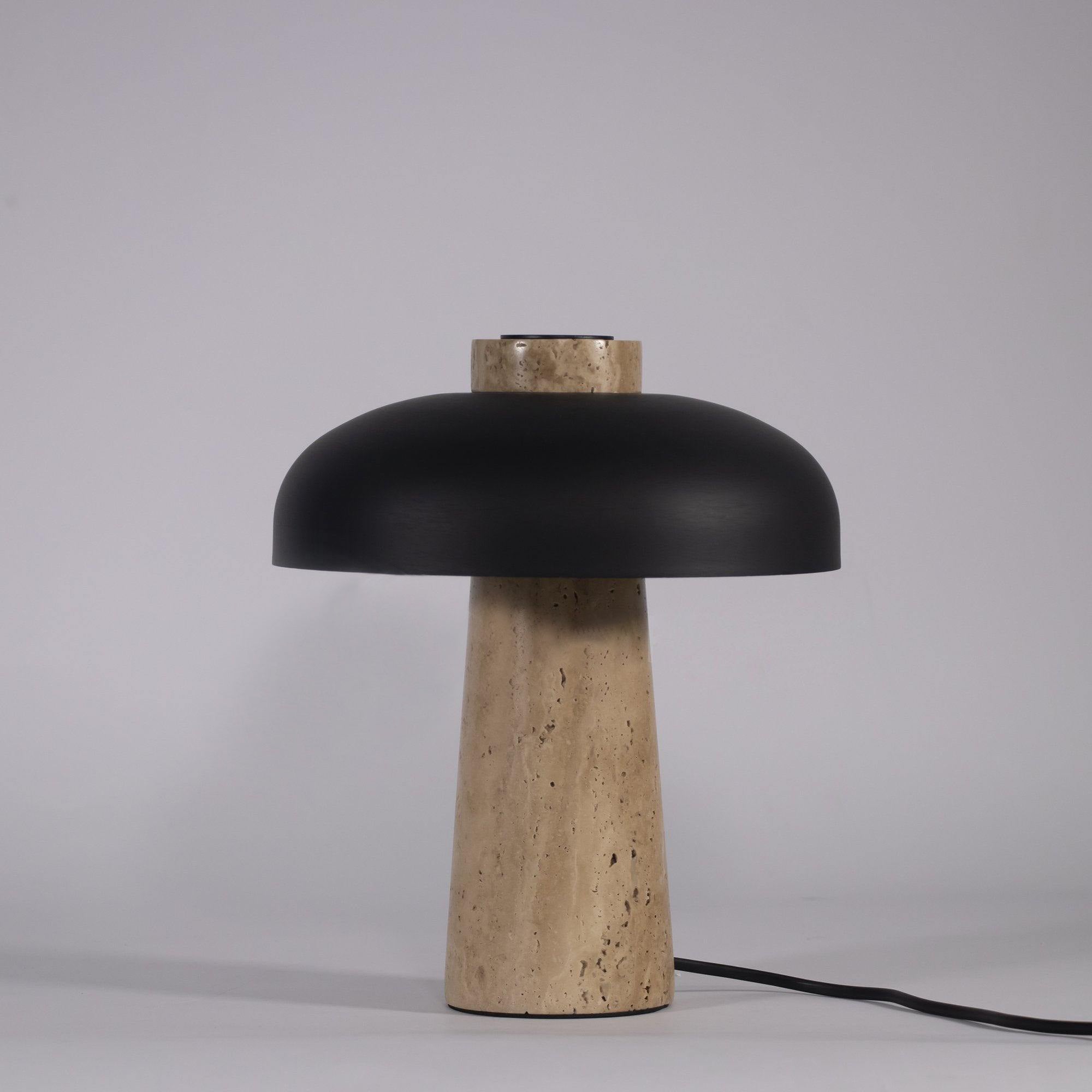 Conore Mushroom Form Travertine Table Lamp - Letslighting