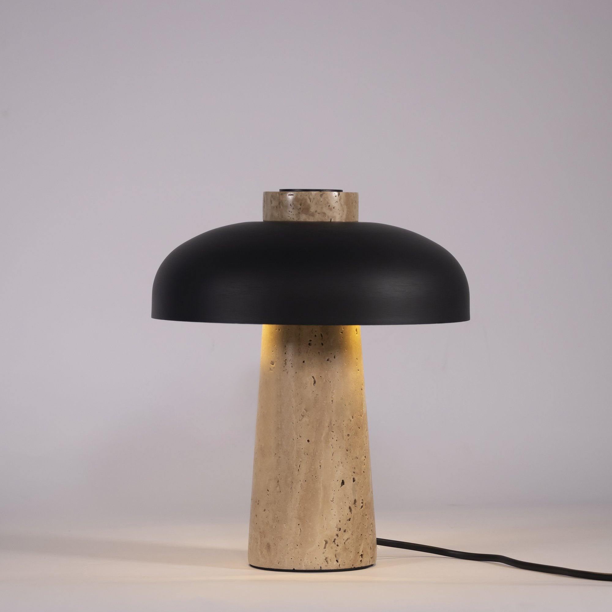 Conore Mushroom Form Travertine Table Lamp - Letslighting