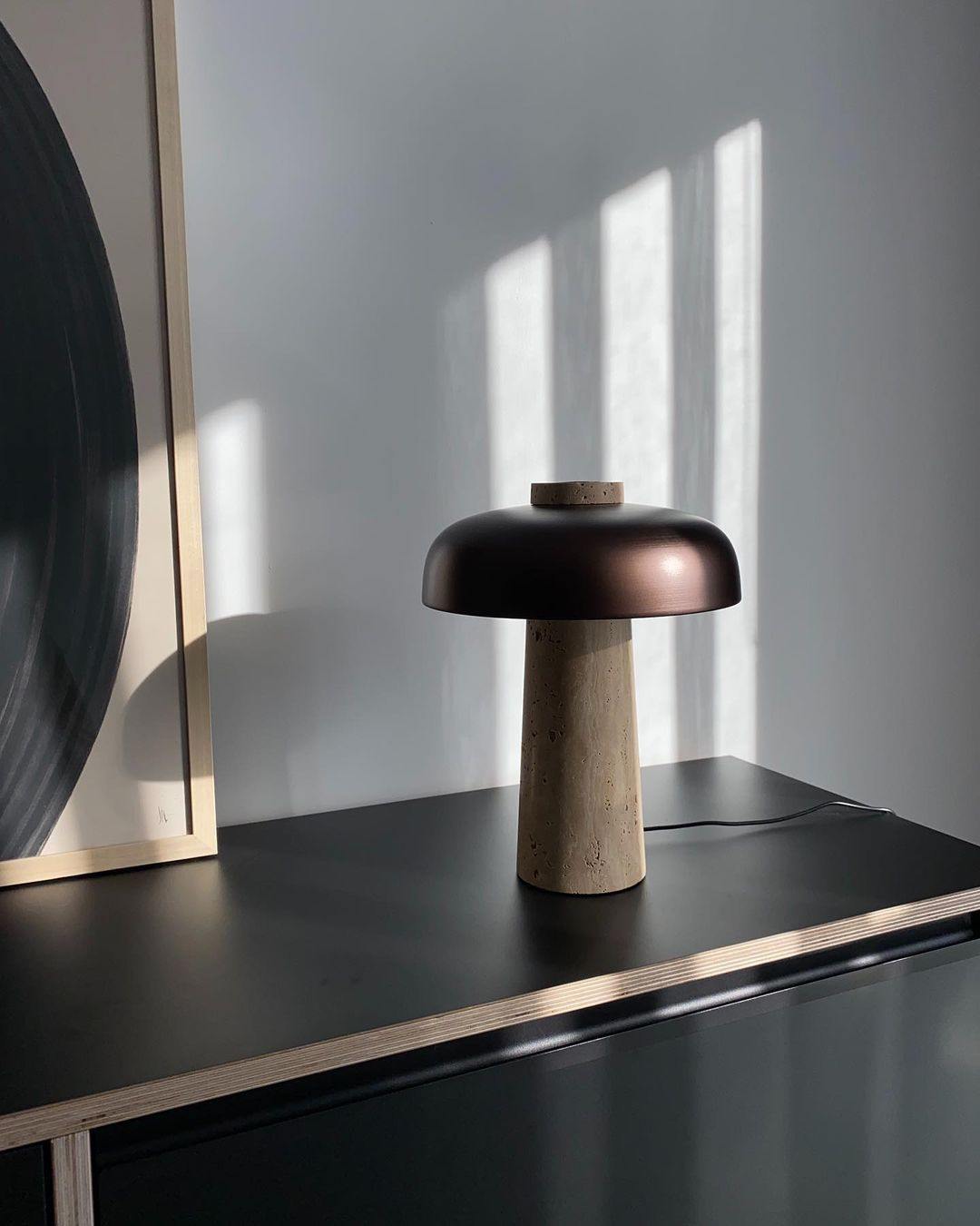 Conore Mushroom Form Travertine Table Lamp - Letslighting