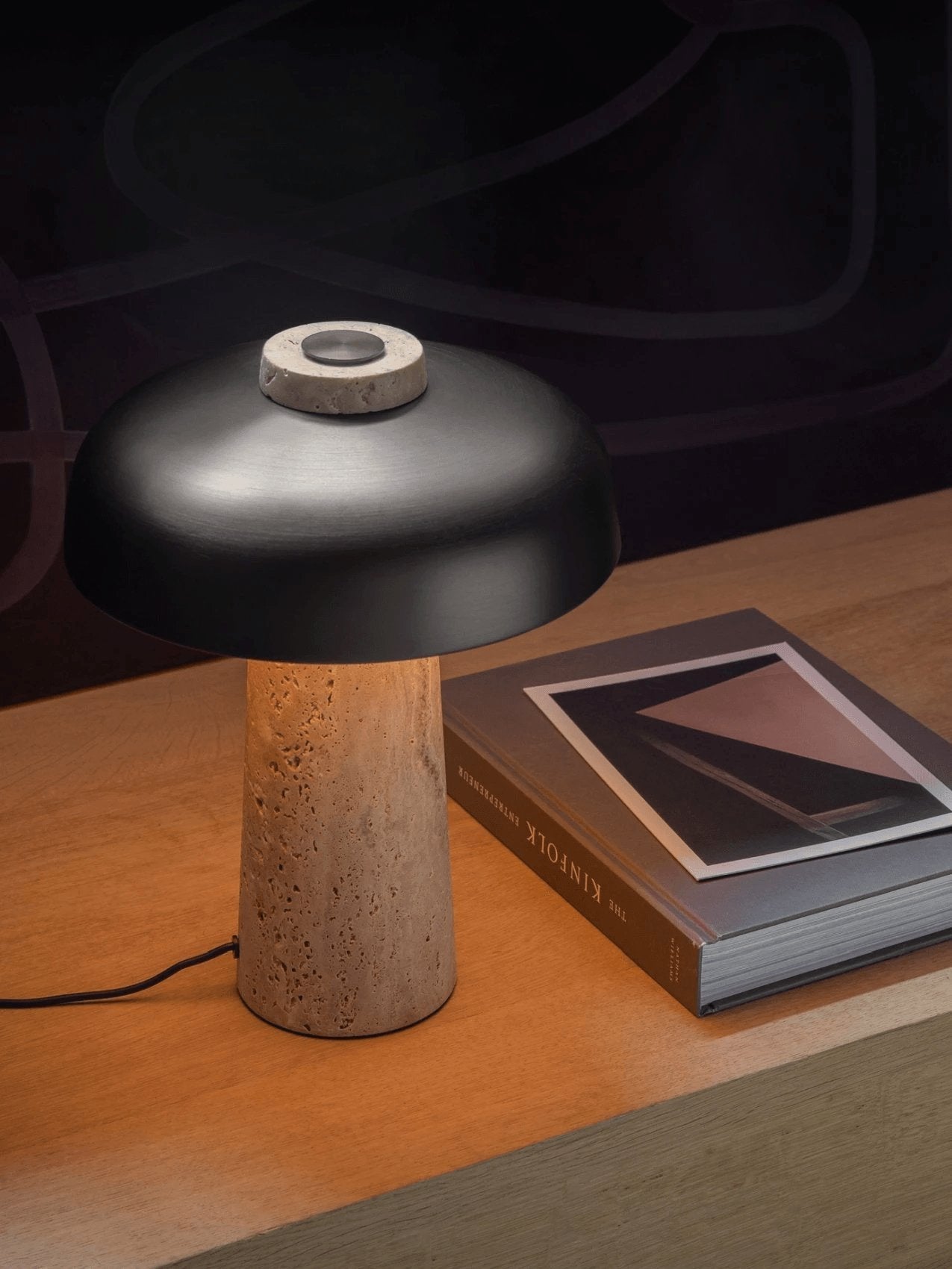 Conore Mushroom Form Travertine Table Lamp - Letslighting