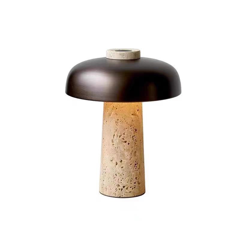 Conore Mushroom Form Travertine Table Lamp - Letslighting