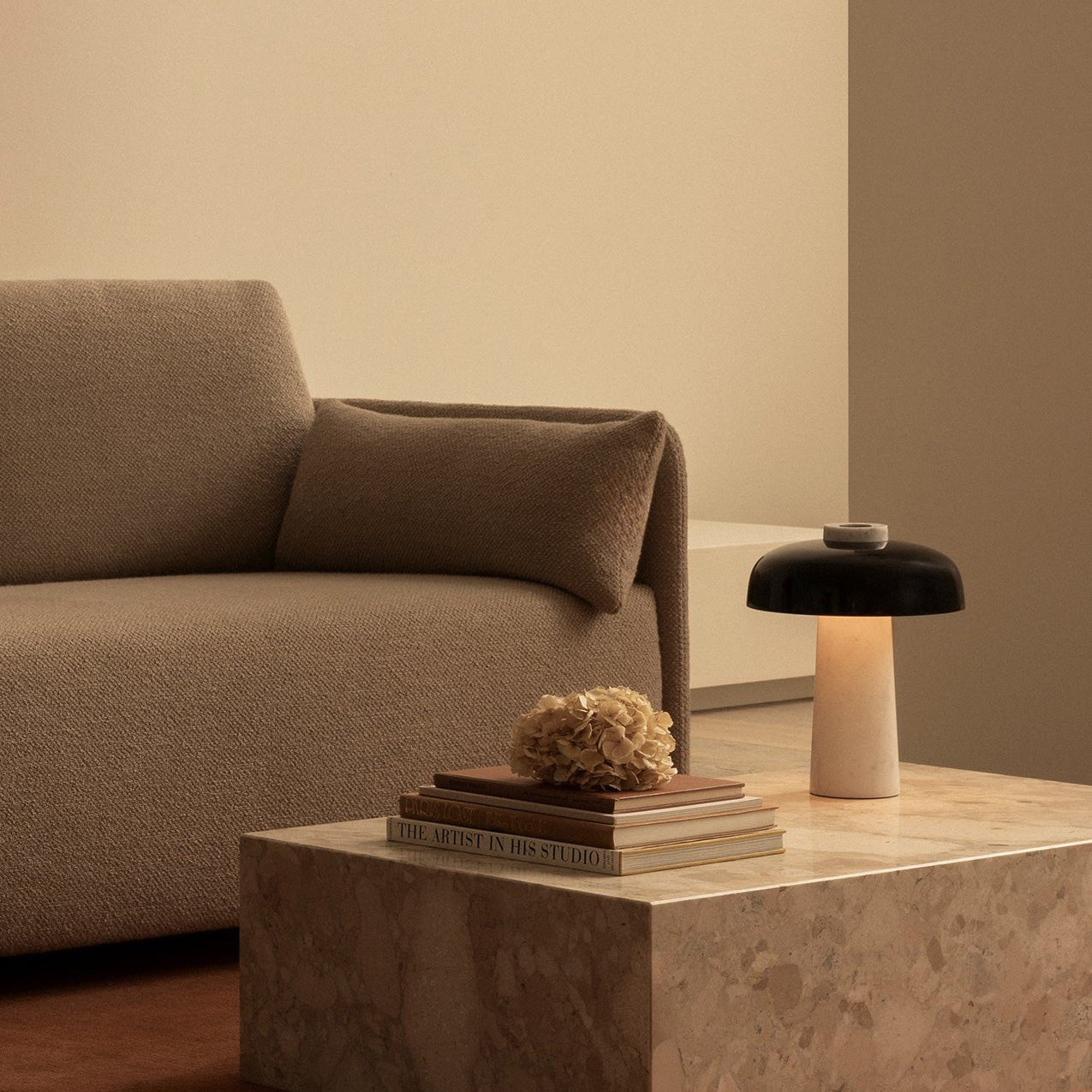 Conore Mushroom Form Travertine Table Lamp - Letslighting