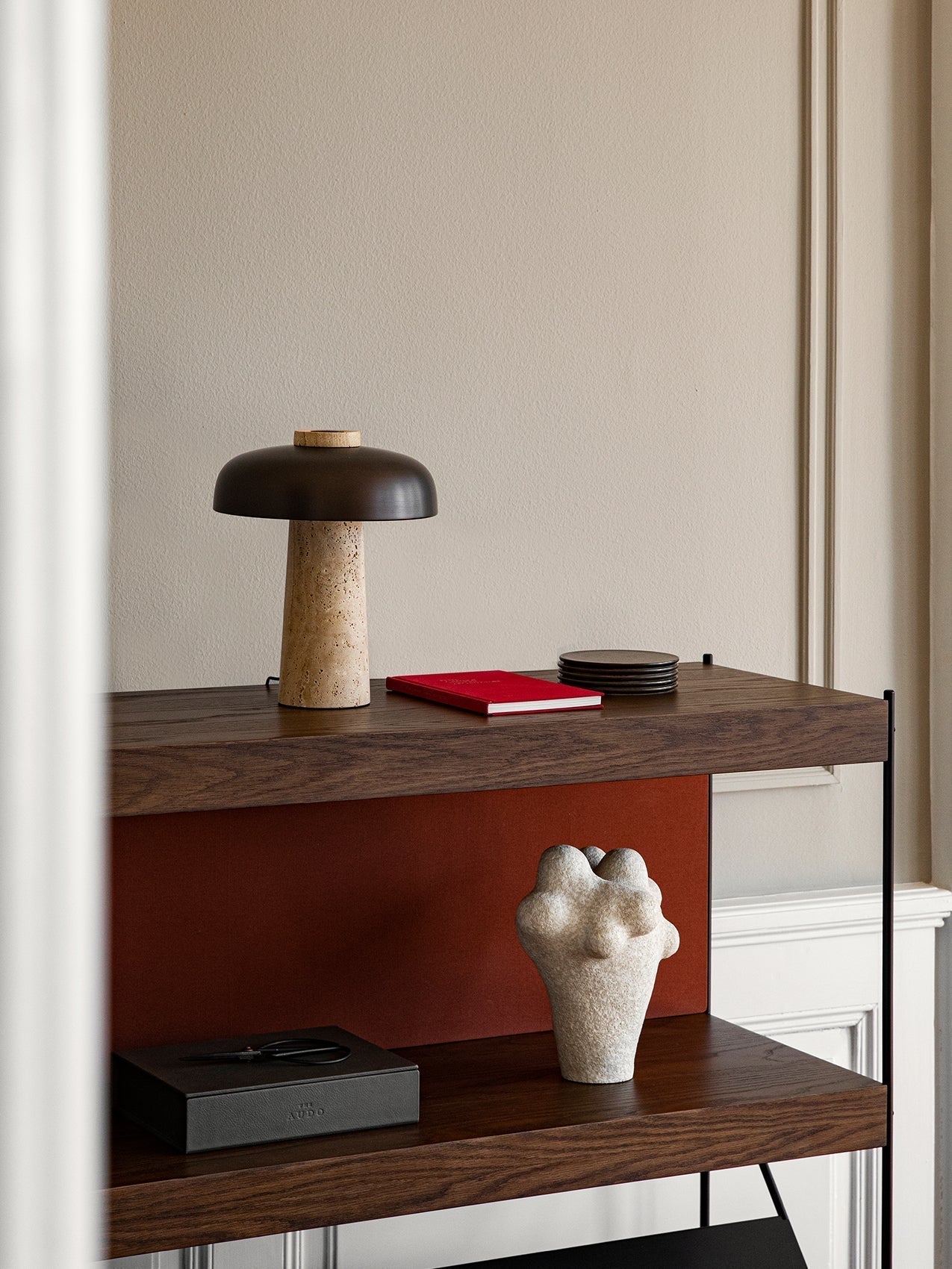 Conore Mushroom Form Travertine Table Lamp - Letslighting