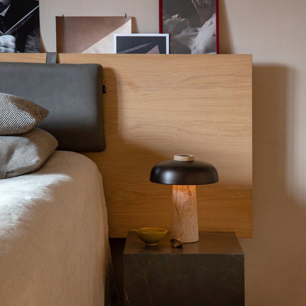 Conore Mushroom Form Travertine Table Lamp - Letslighting