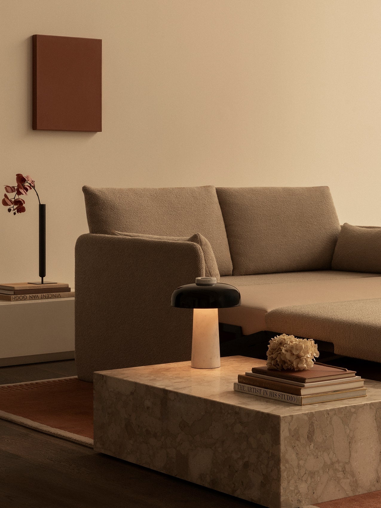 Conore Mushroom Form Travertine Table Lamp - Letslighting