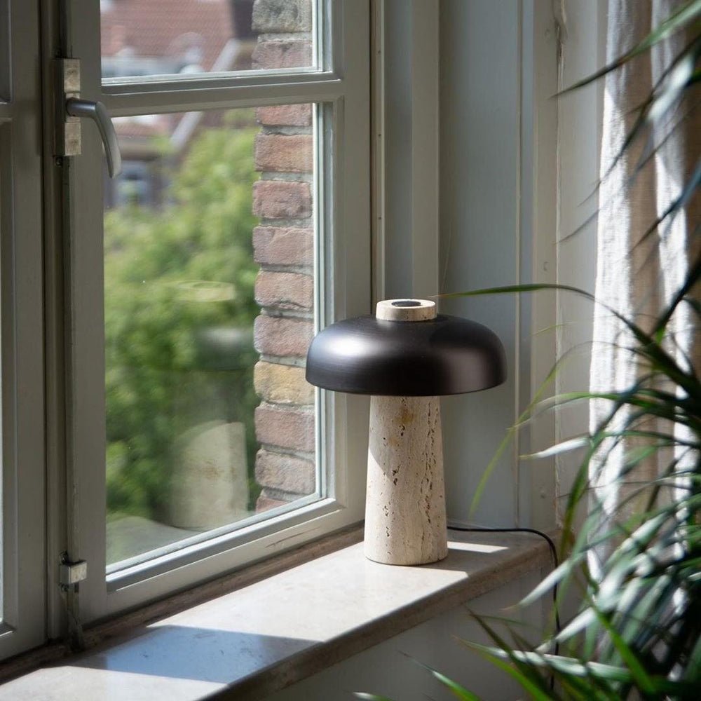 Conore Mushroom Form Travertine Table Lamp - Letslighting
