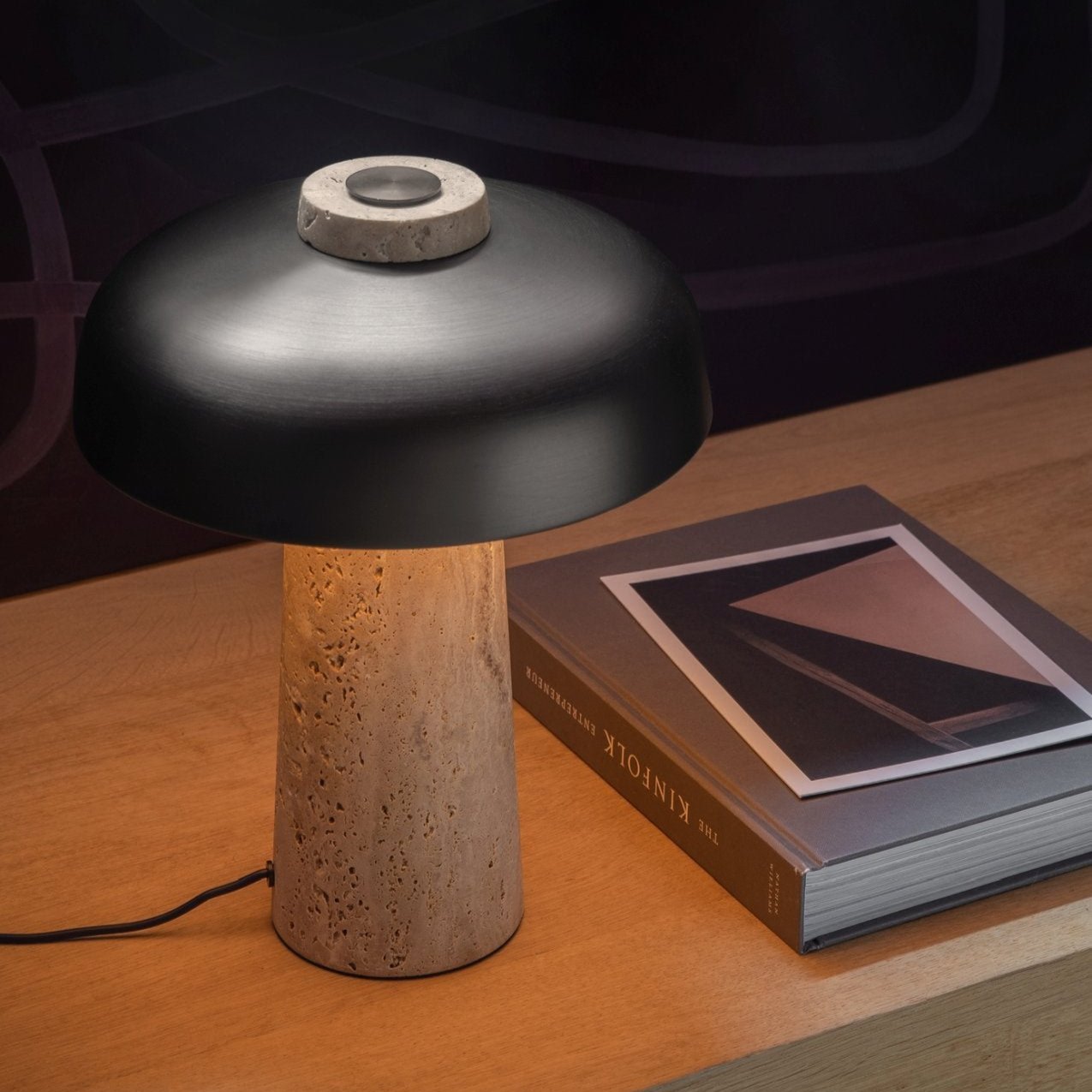 Conore Mushroom Form Travertine Table Lamp - Letslighting