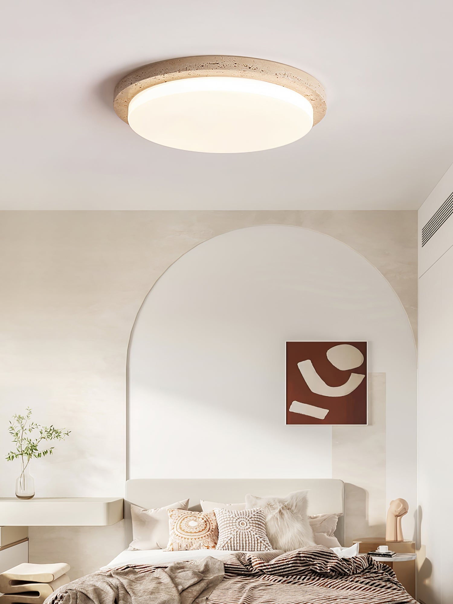 Etala Smooth-Rim Travertine Ceiling Light - Letslighting