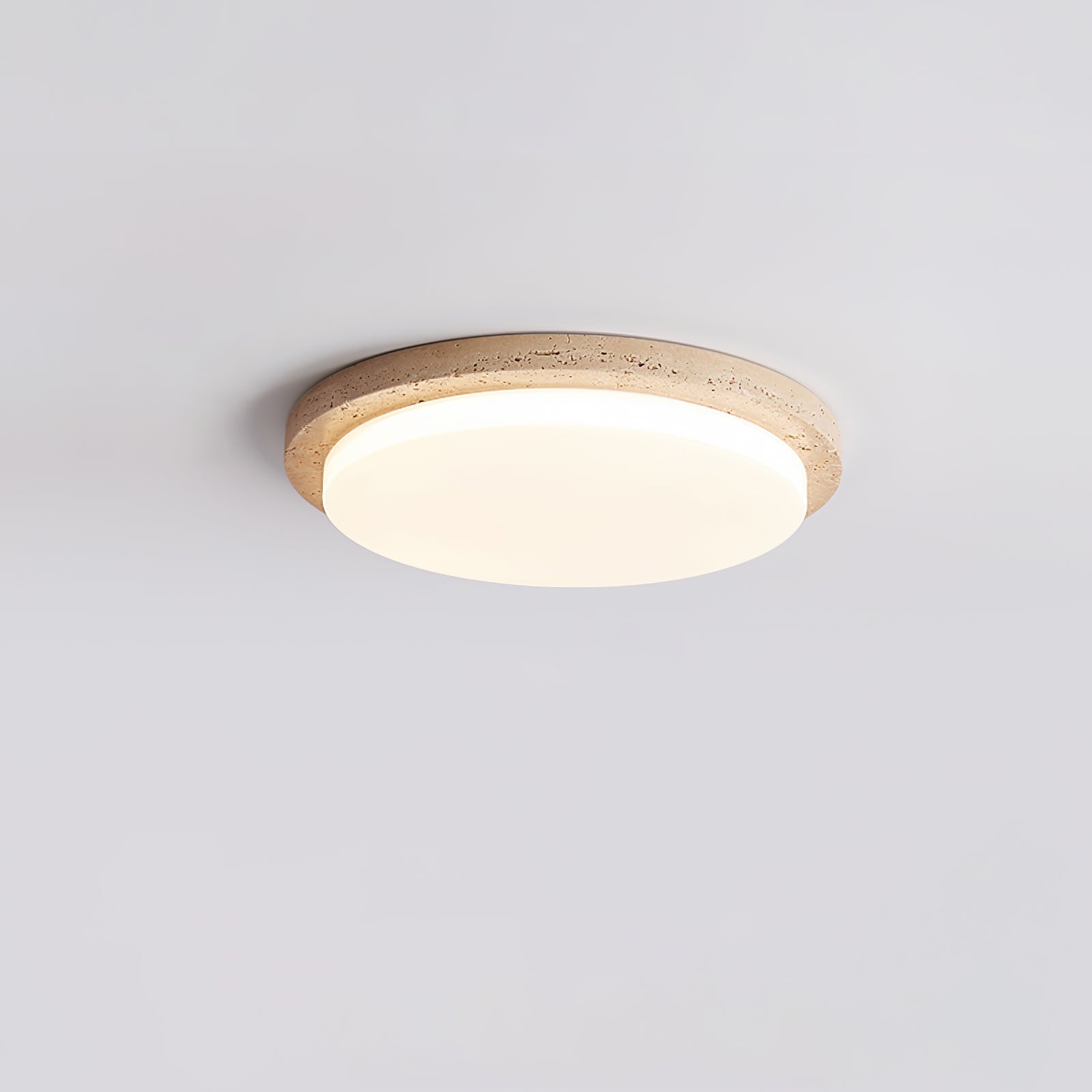 Etala Smooth-Rim Travertine Ceiling Light - Letslighting