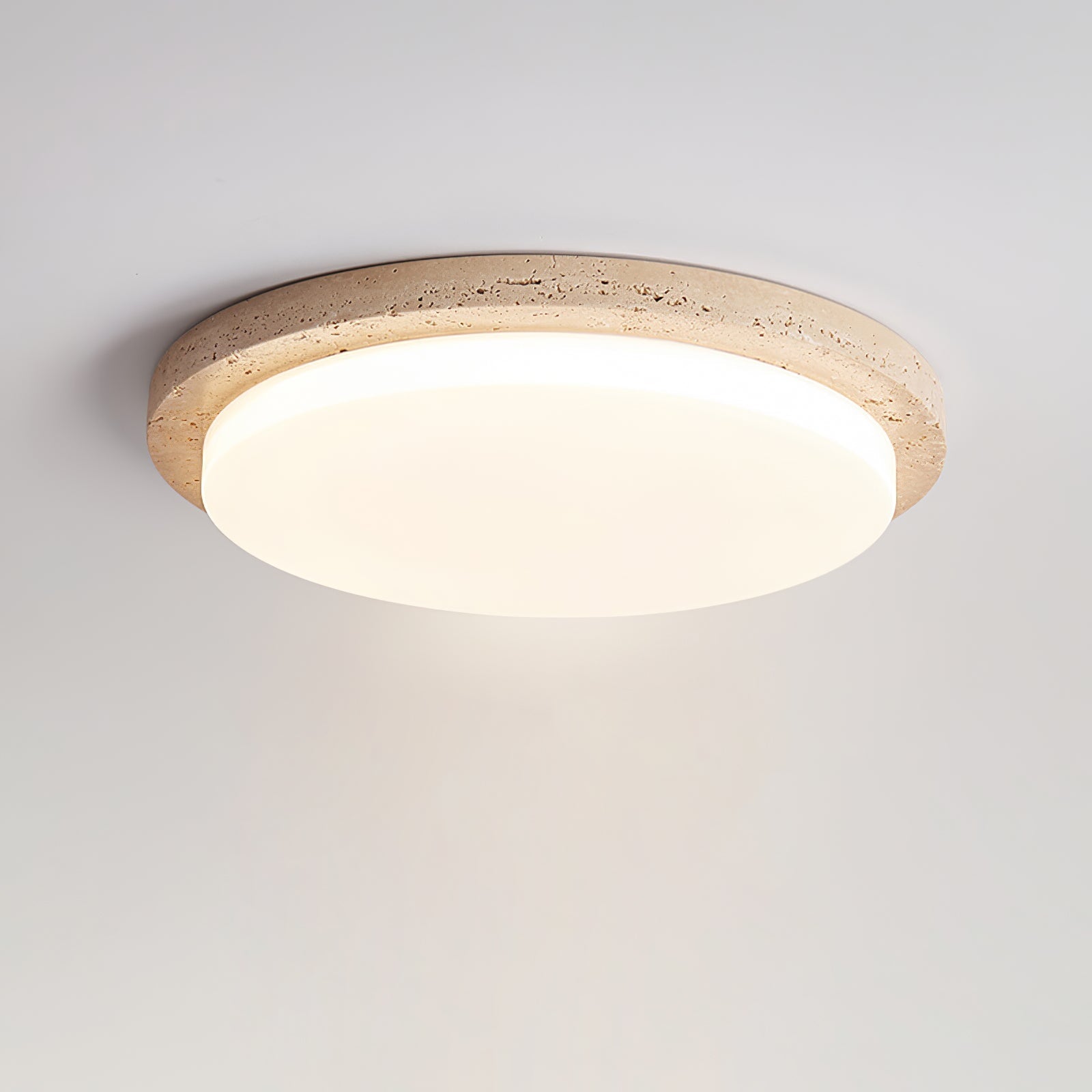 Etala Smooth-Rim Travertine Ceiling Light - Letslighting