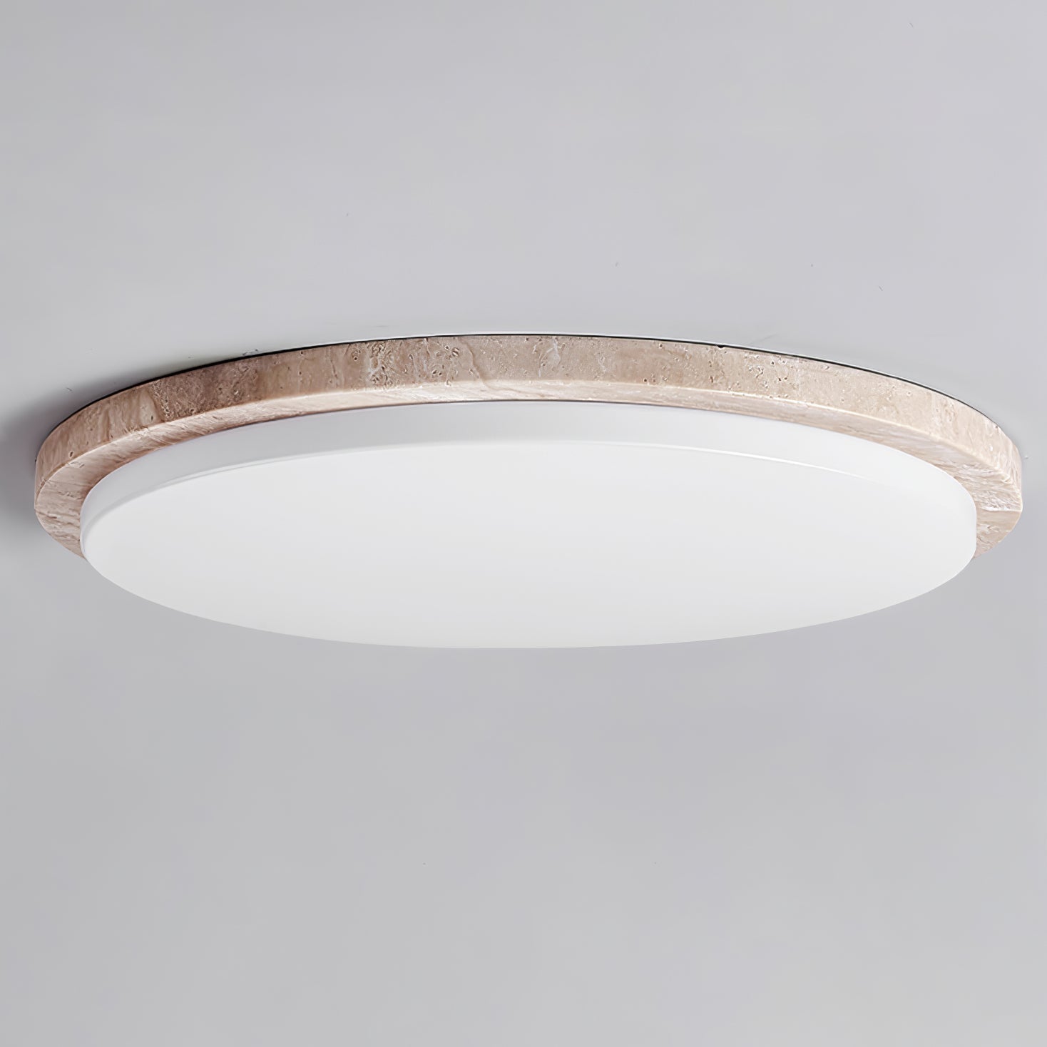 Etala Smooth-Rim Travertine Ceiling Light - Letslighting