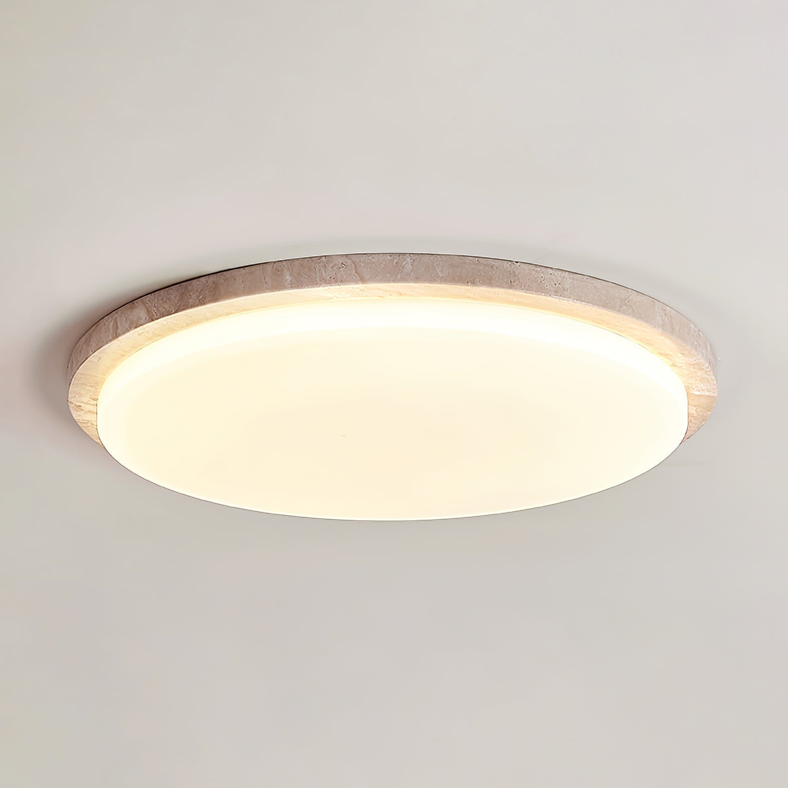 Etala Smooth-Rim Travertine Ceiling Light - Letslighting