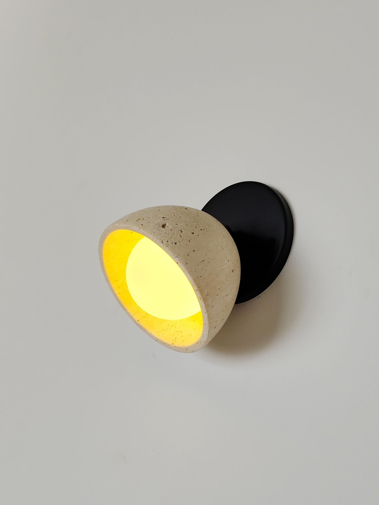 Ellorus Modern Minimalist Surface Glass Travertine Wall Lamp - Letslighting