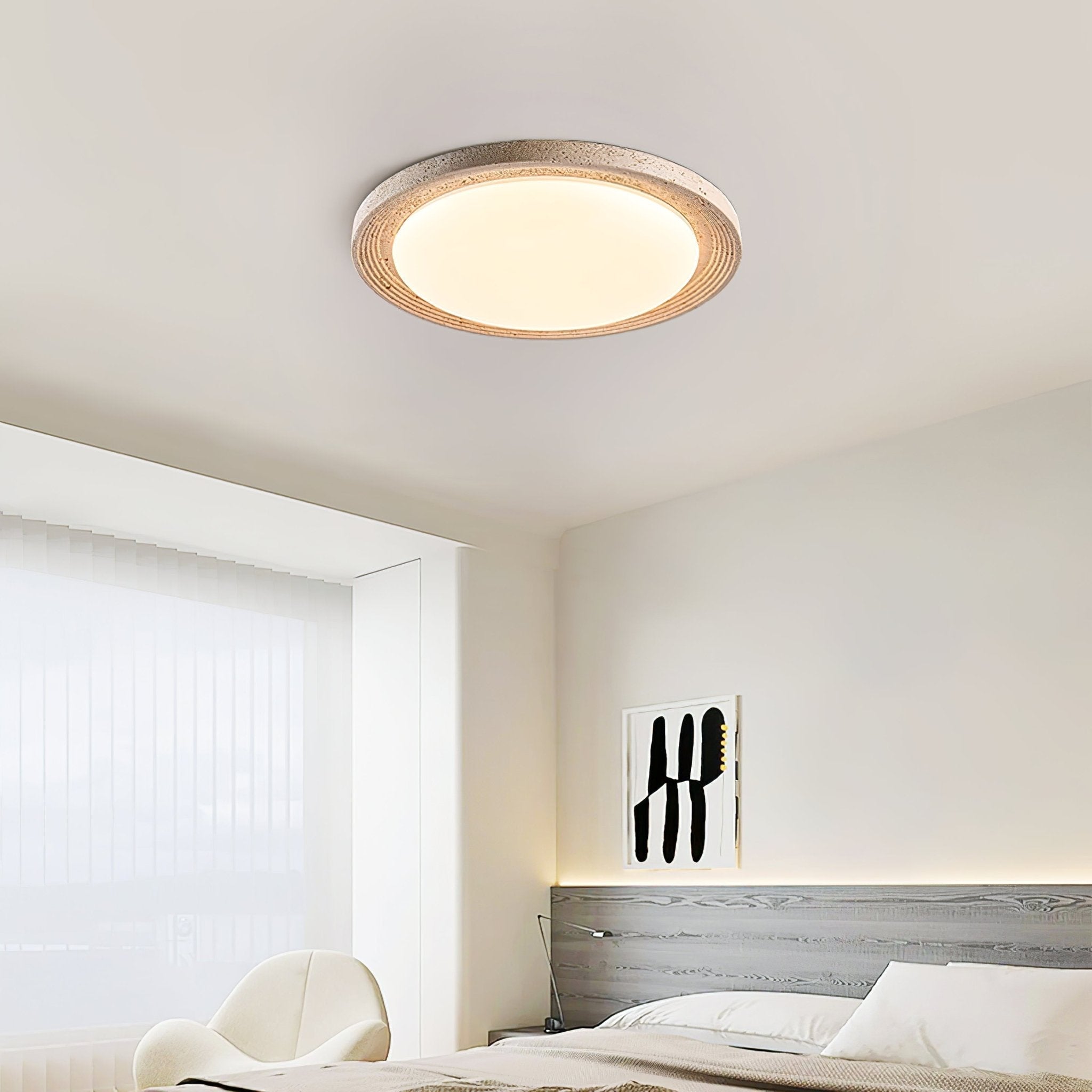 Terralux Modern Travertine & Acrylic Ceiling Light