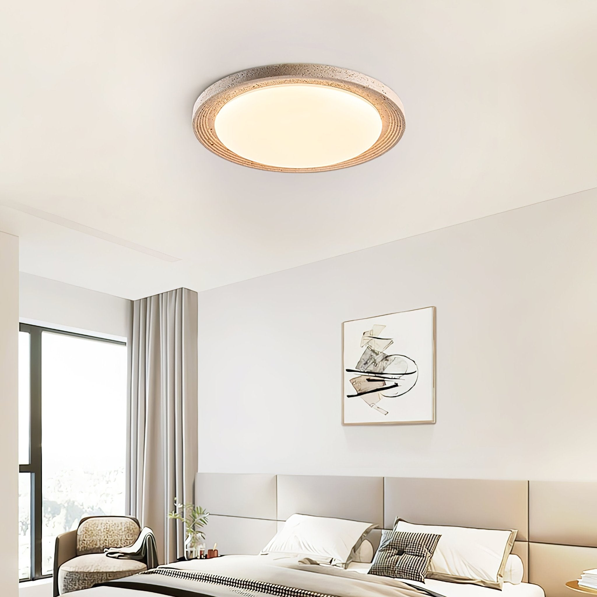 Terralux Modern Travertine & Acrylic Ceiling Light