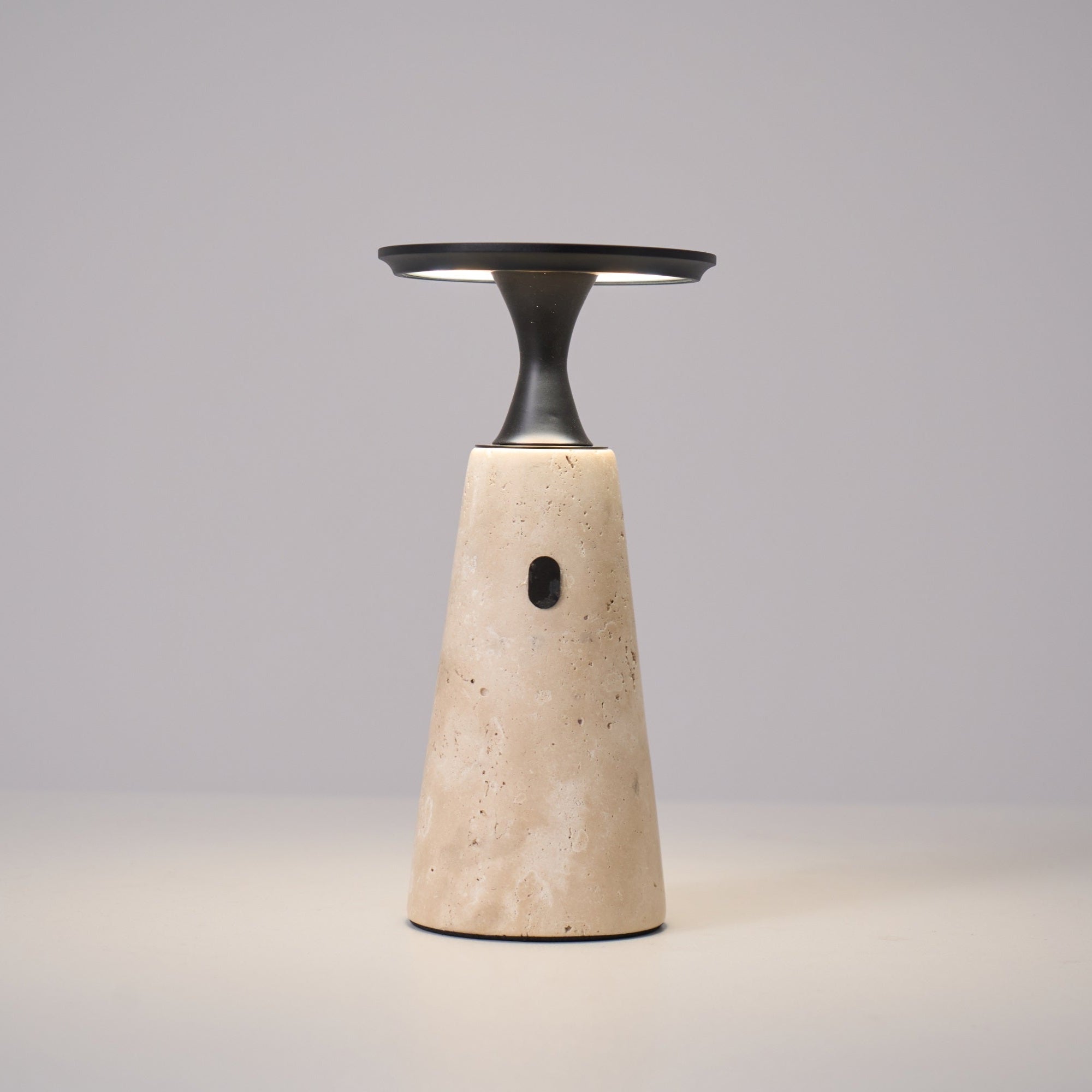 Vespera Sculptural Travertine Table Lamp - Letslighting