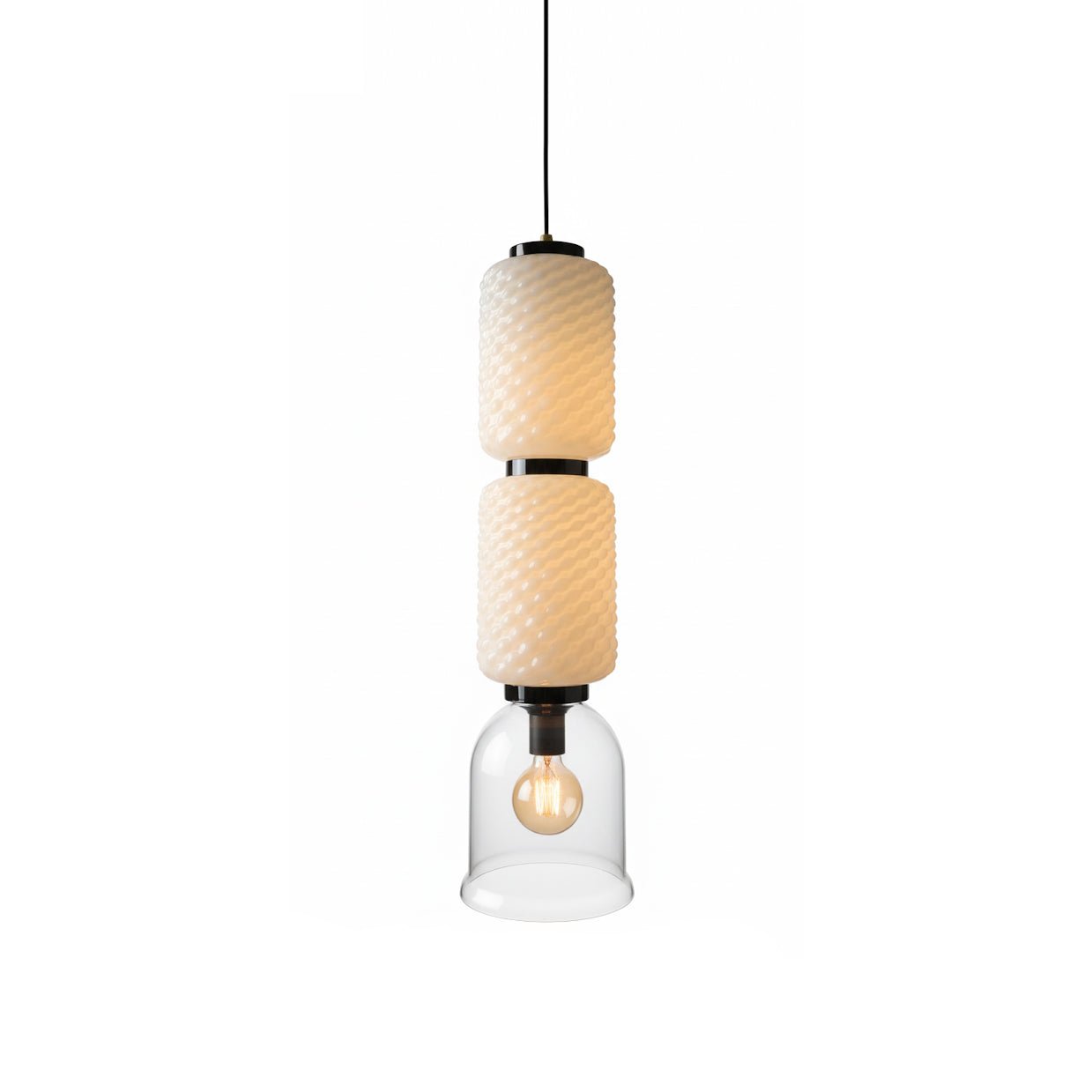 Textured Modern Metal & Glass Pendant Light